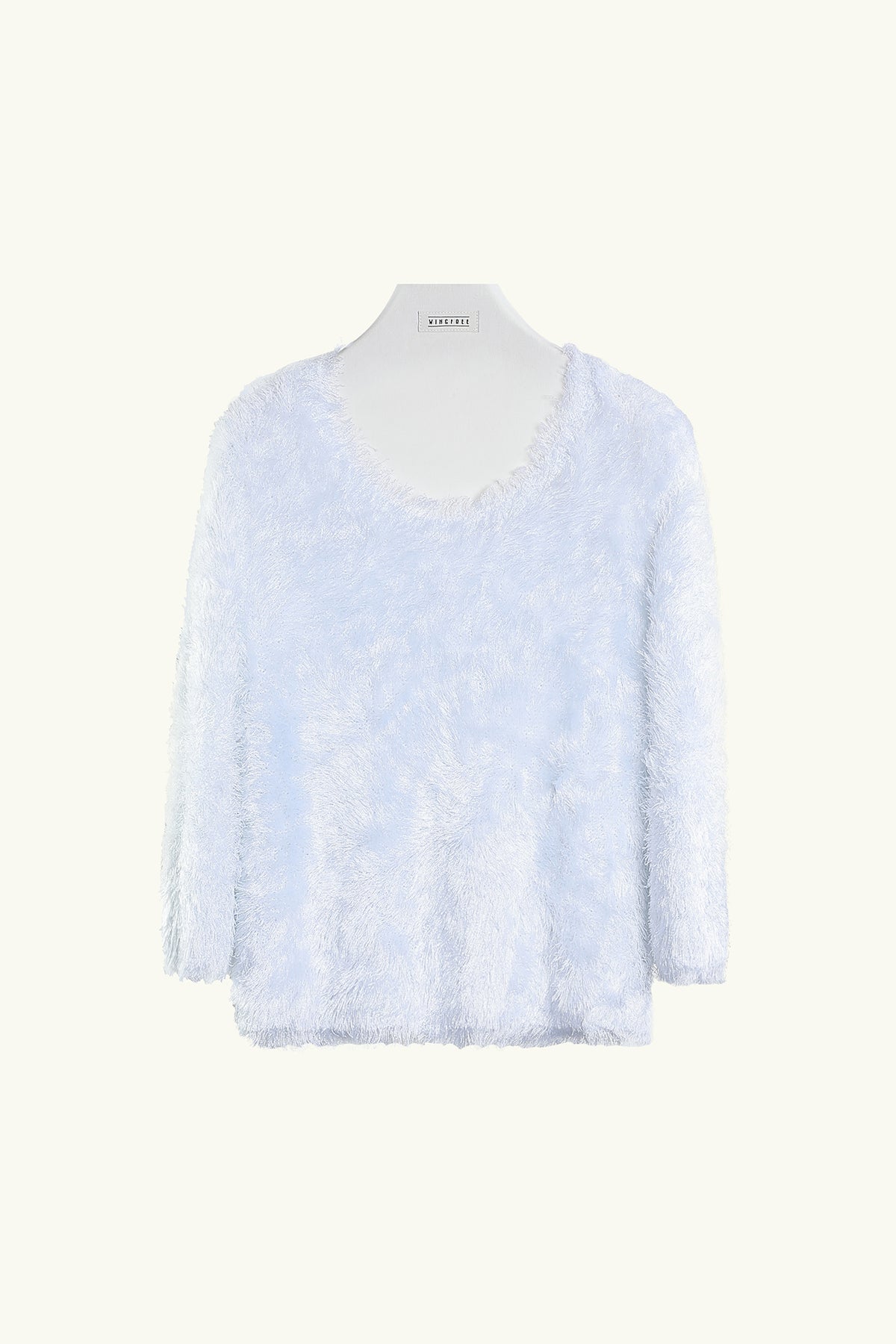 WINGFREE Plush Eyelash-Knit Three-Quarter Sleeve Top