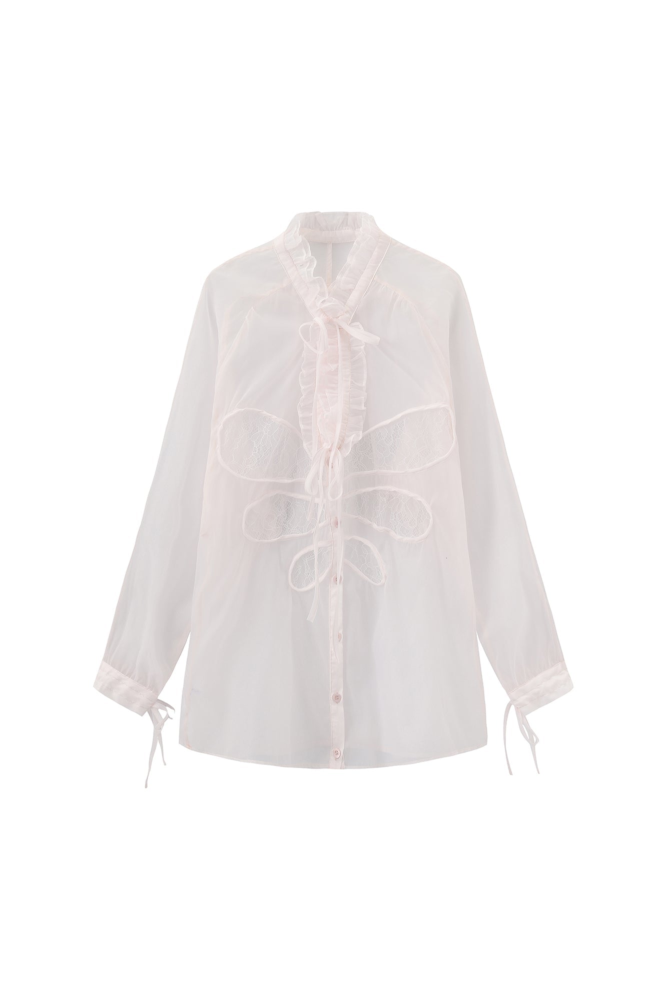 FAYCHUI Sheer Butterfly-Paneled Lace Shirt