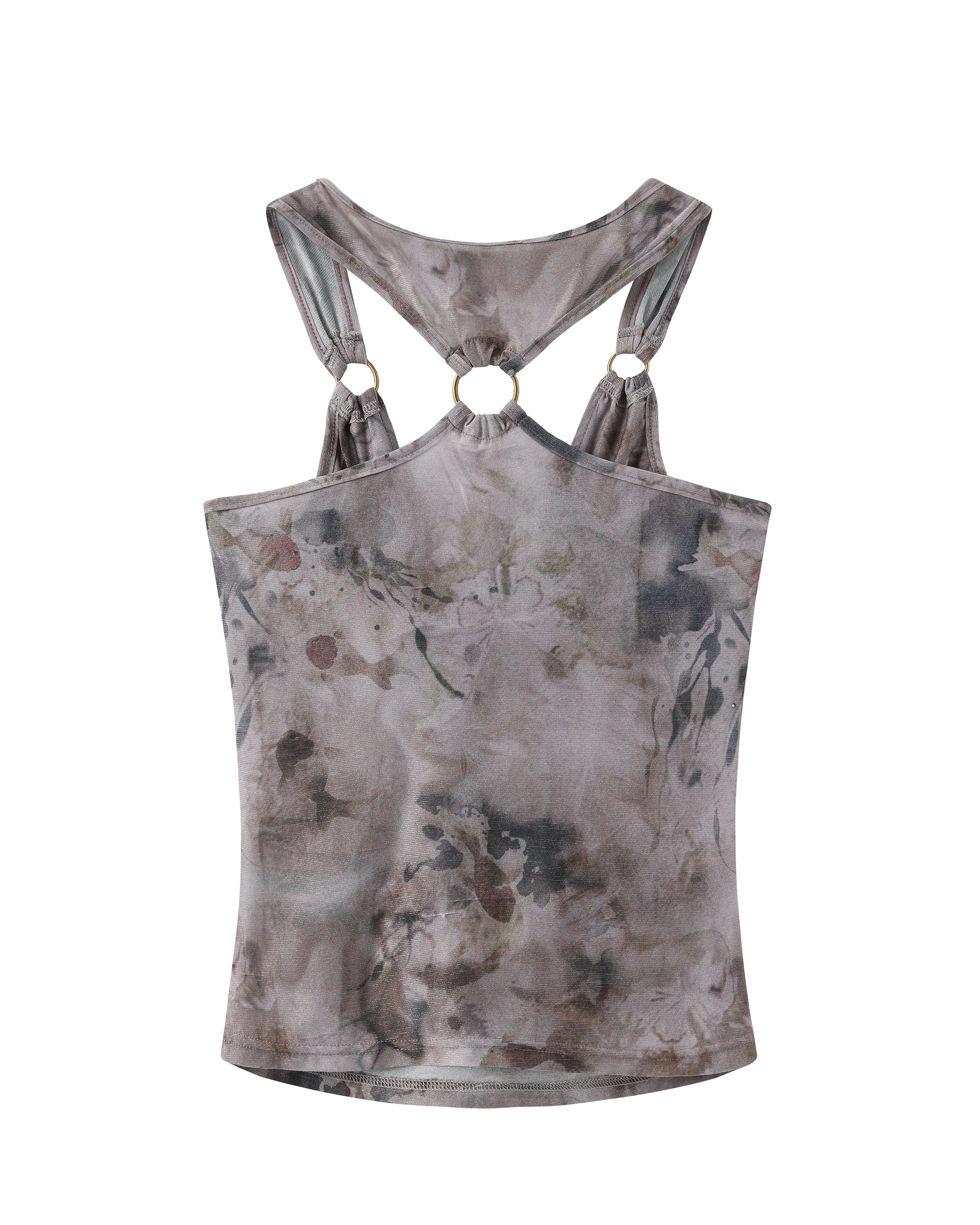 JIUWU PARK Tie-Dye Ring Halter Cami