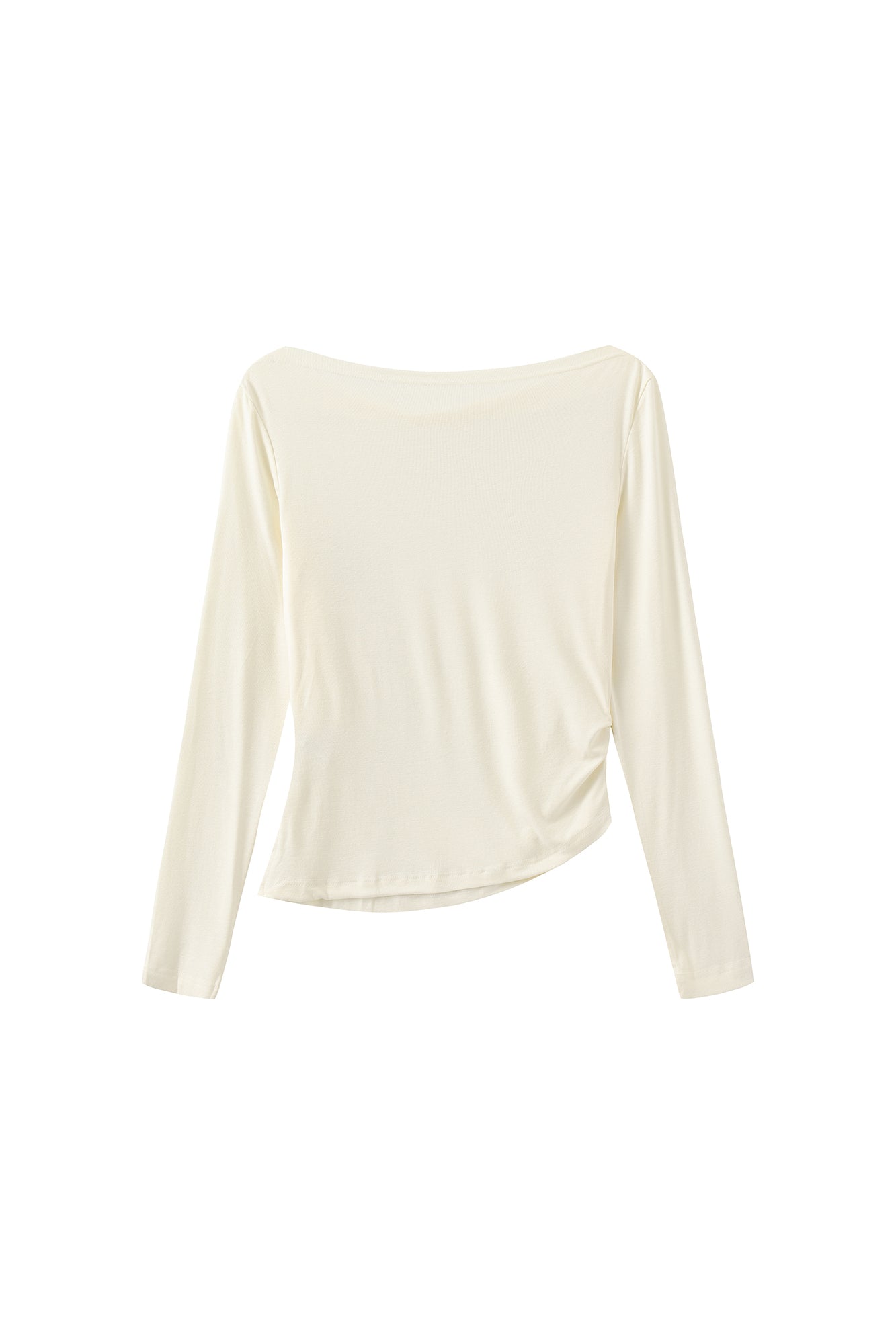 FAYCHUI Cowl Neck Pearl-Studded Long Sleeve Tee