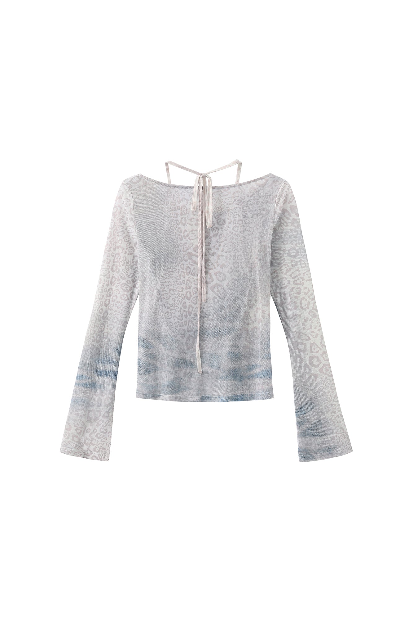 FAYCHUI Layered Leopard Mesh Long Sleeve Top