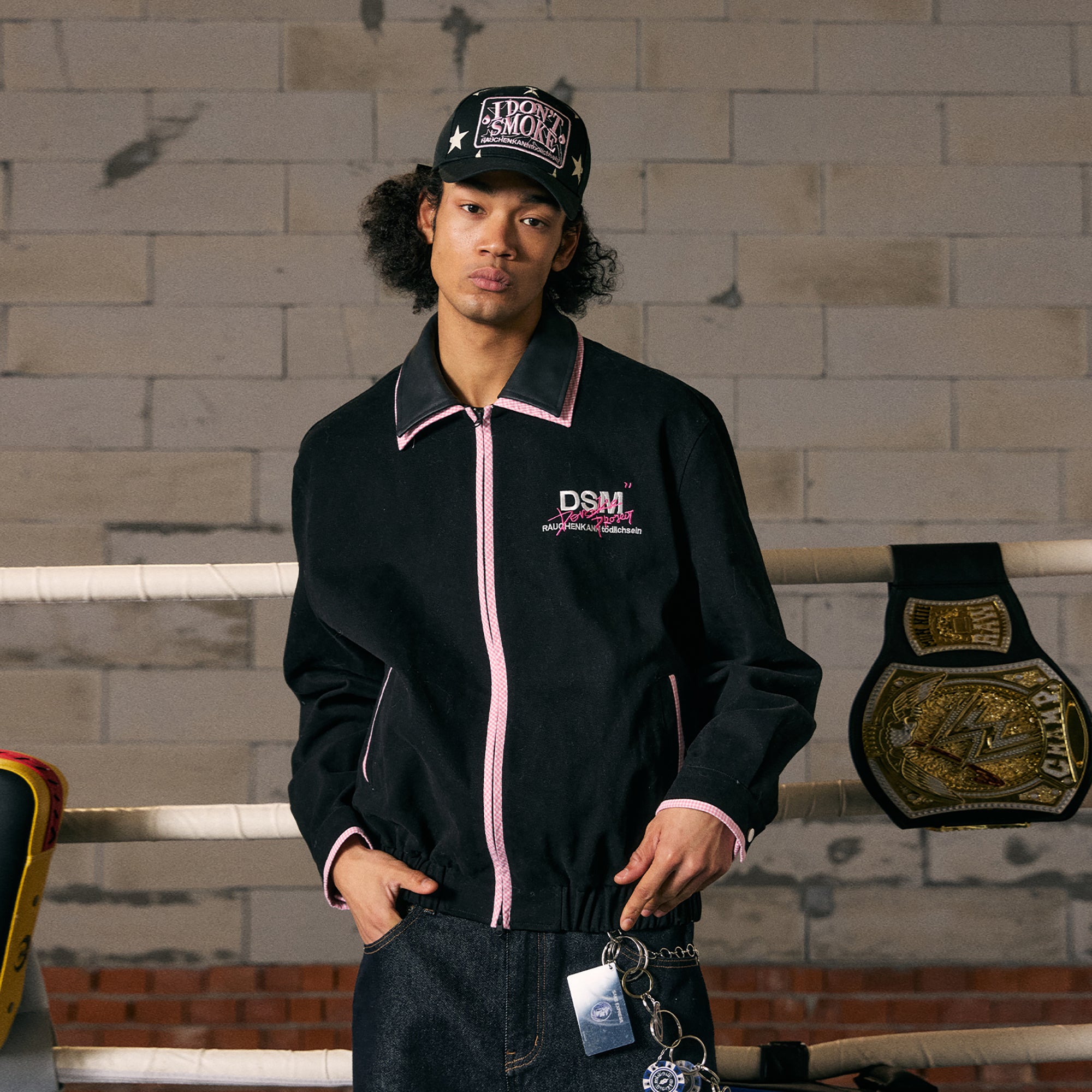 DONSMOKE Contrast Paneled Zipper Jacket