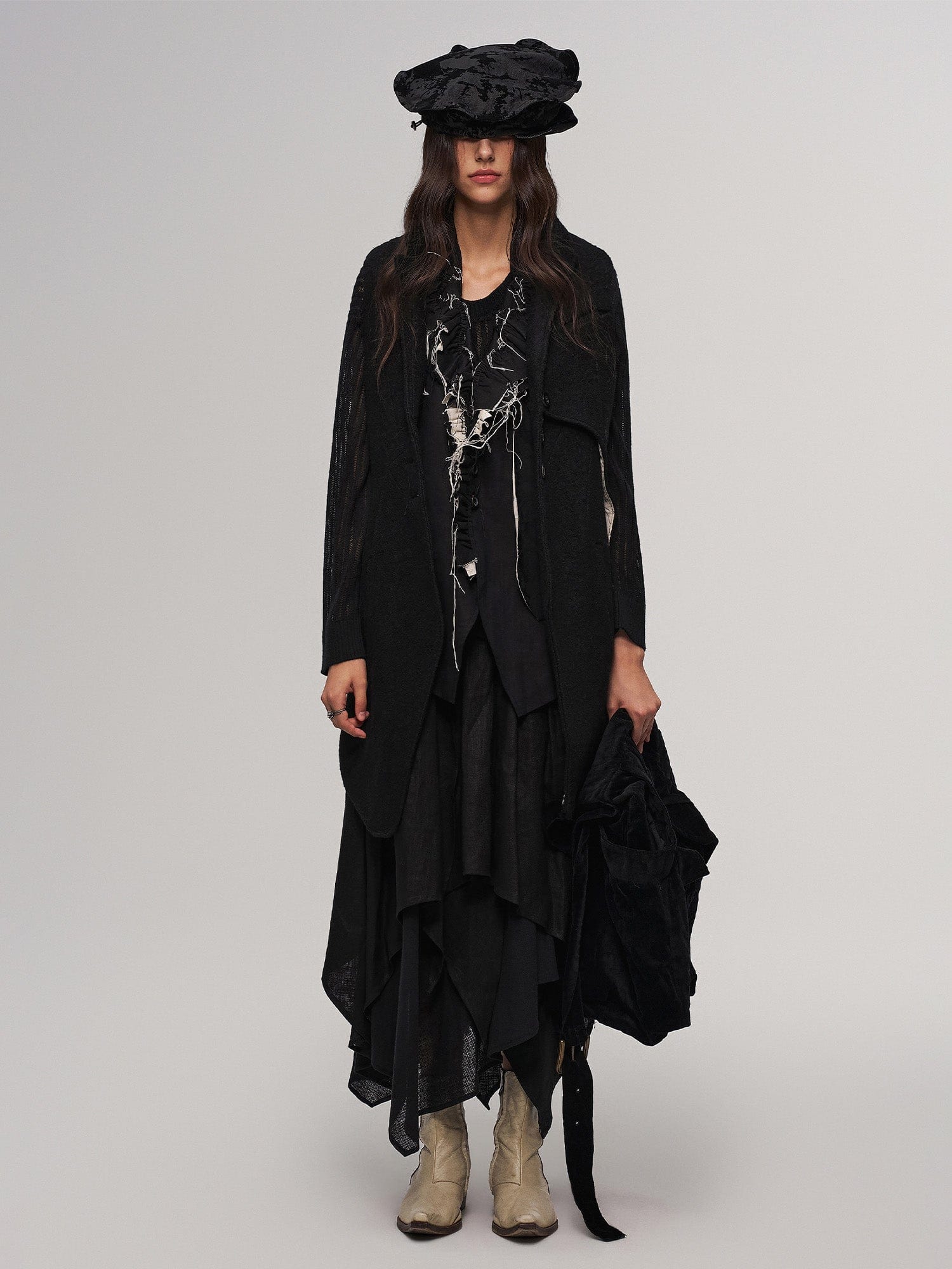 ILNya Nieternite Nifutur Distressed Frayed Petal-Collar Vest