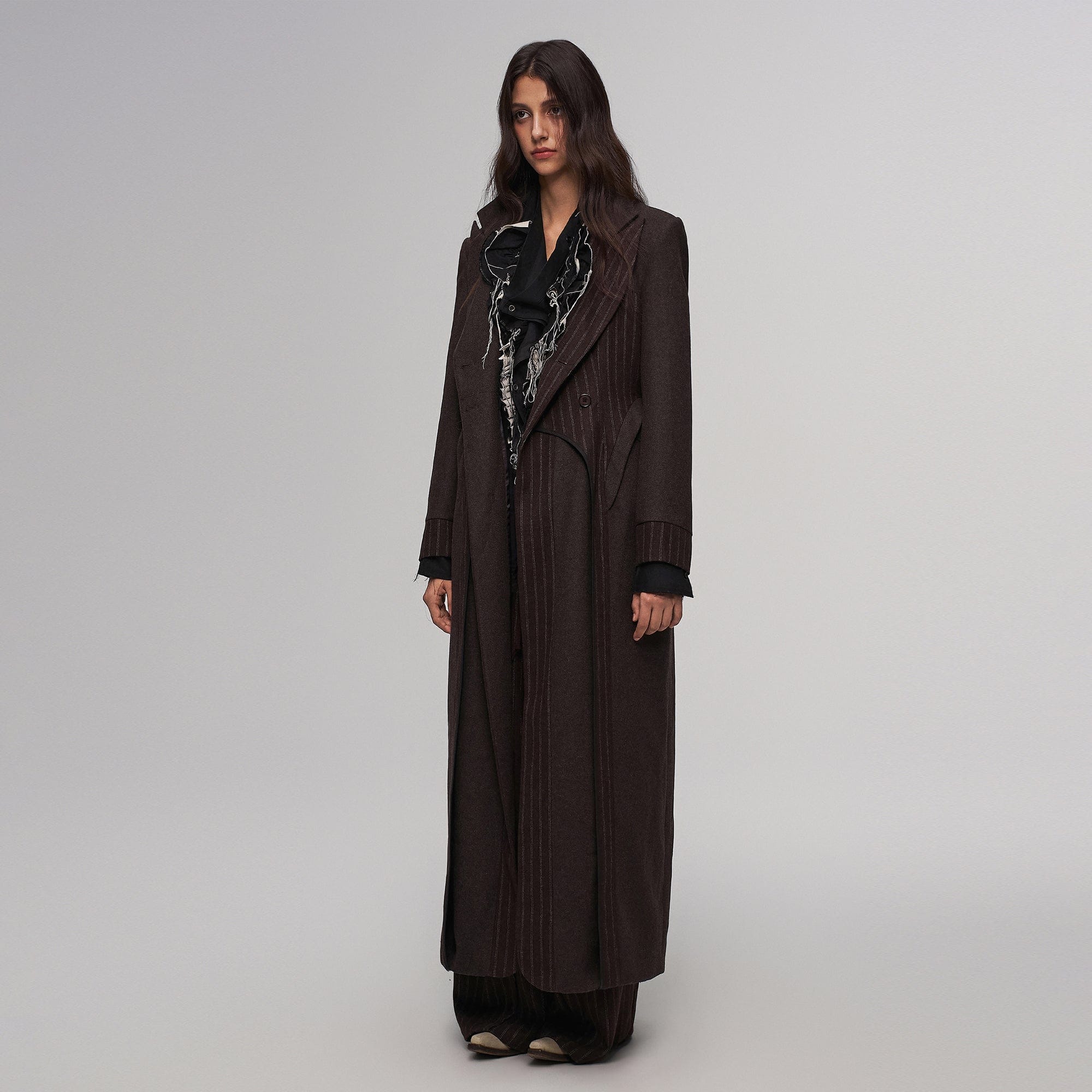 ILNya Nieternite Nifutur Tailored Stripe Paneled Wool-Blend Coat