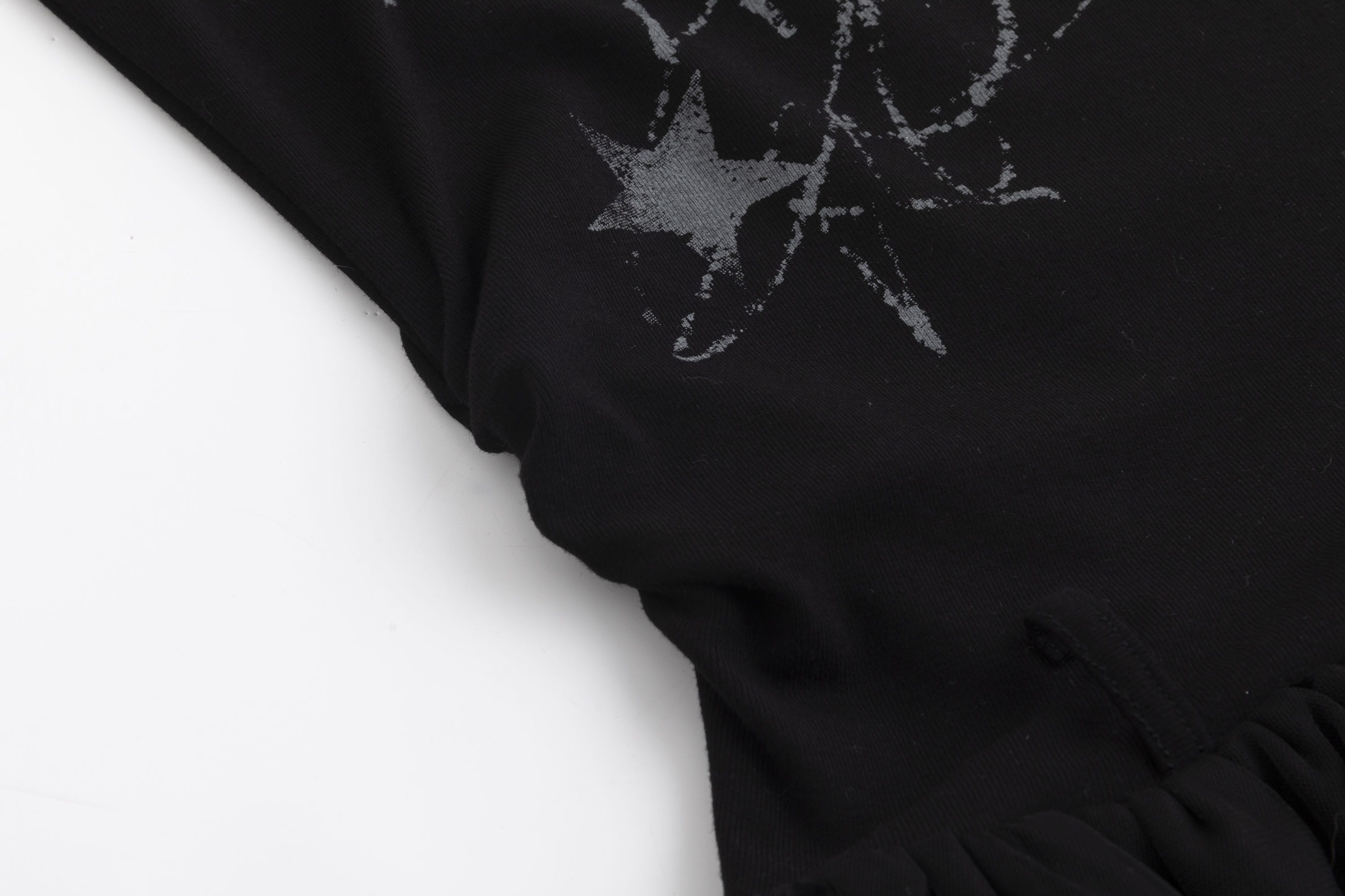 CESTNOUS Sheer-Sleeve Graffiti Mini Dress