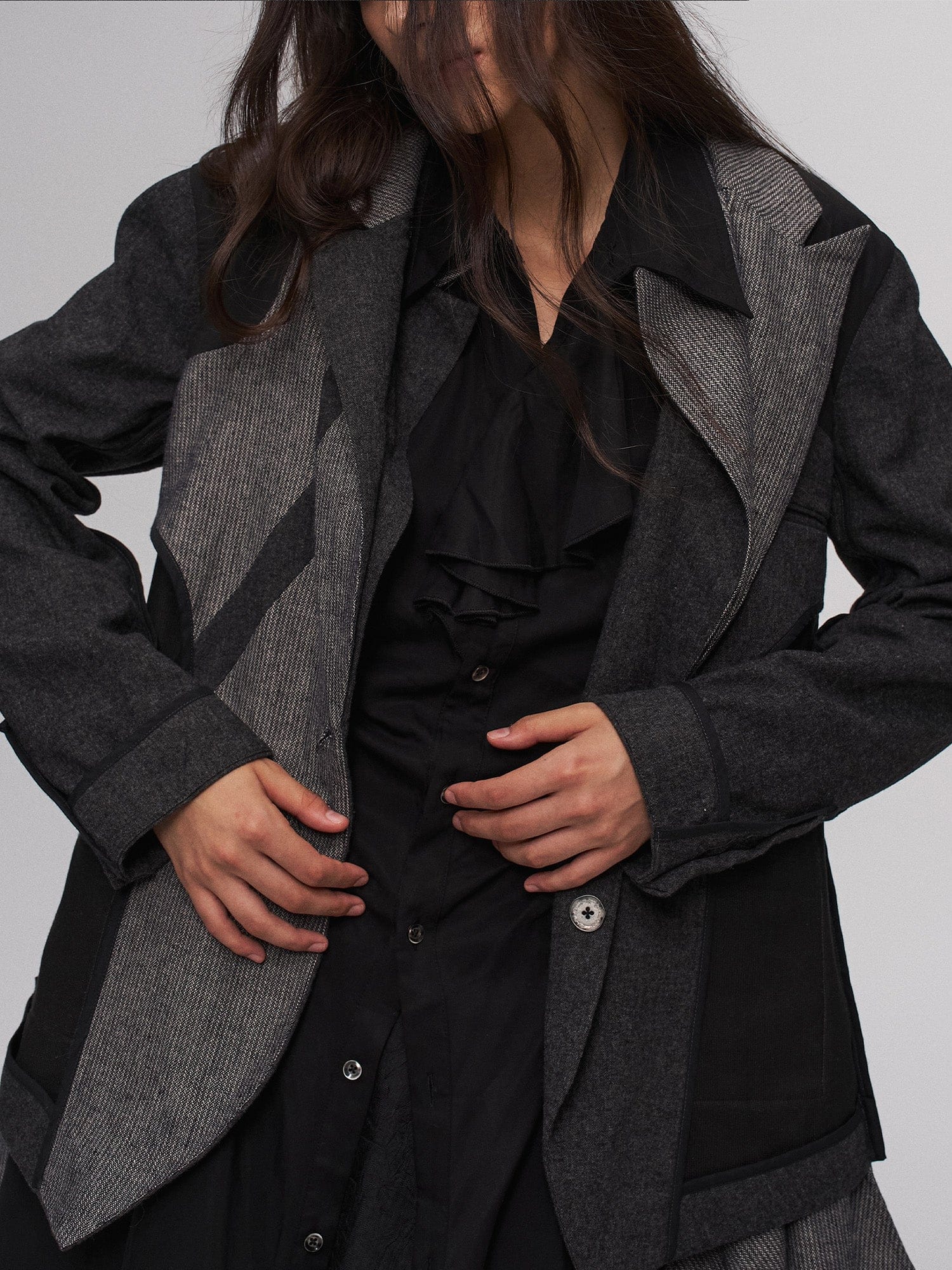 ILNya Nieternite Nifutur Asym Draped-Pleated Panel-Collar Blazer