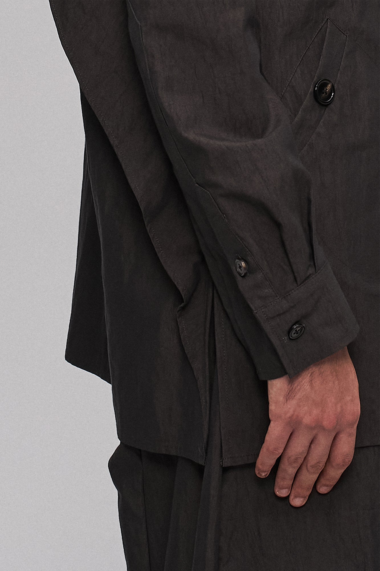 ILNya Nieternite Nifutur Asym Layered Wrap-Collar Shirt Coat Dark Green
