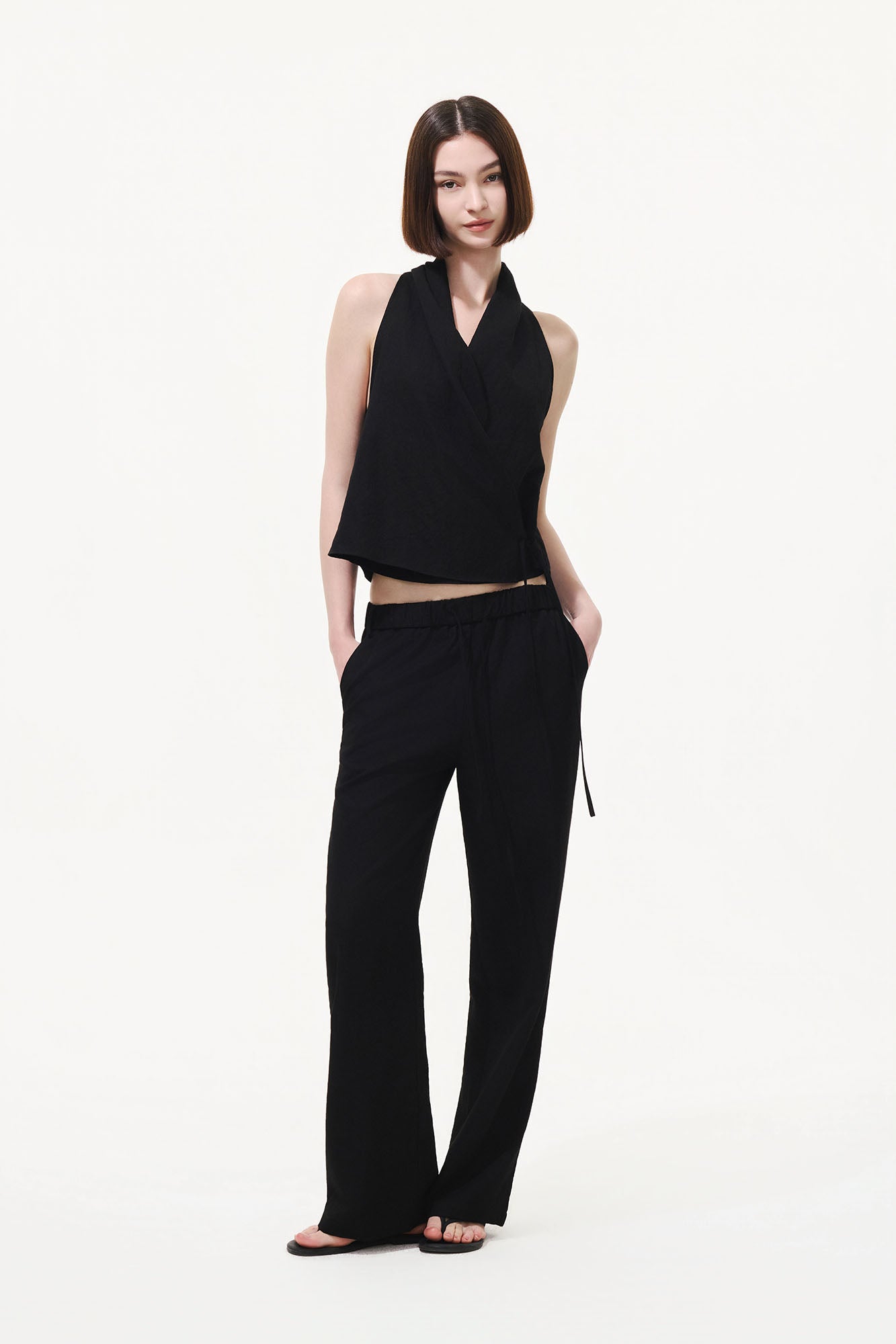 ARTIFICIAL WORLD Asymmetrical Wrap Halter Top
