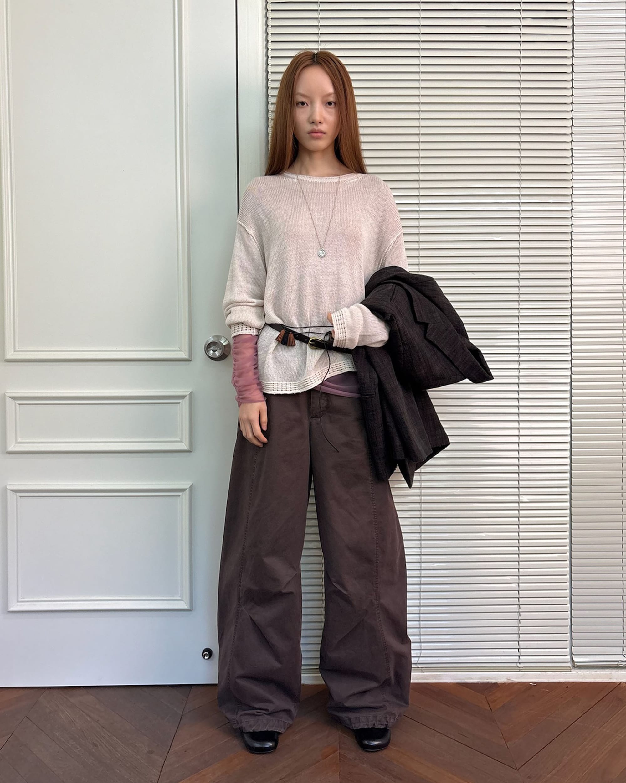 NEVERSEEZ Distressed Washed Drawstring Cuff Trousers