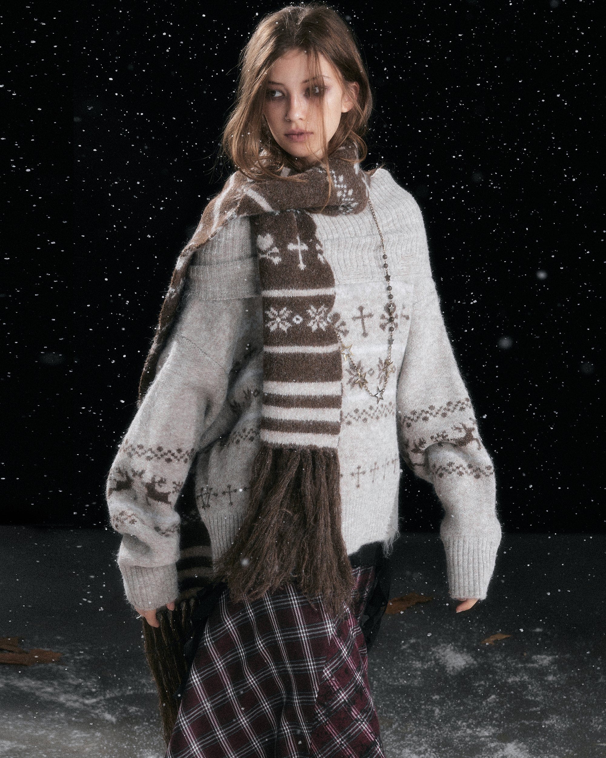 CESTNOUS Fair Isle Slouchy Oversized Sweater