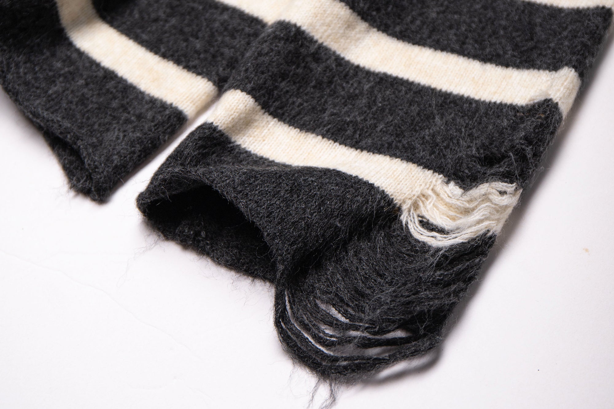 LEONSENSE Distressed Stripe Knit Pullover