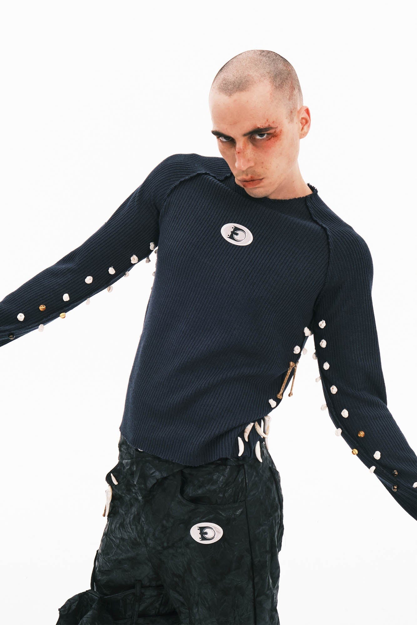 EMBRYO Armpit Bone Knitted Long-Sleeve T-Shirt, premium urban and streetwear designers apparel on PROJECTISR.com, EMBRYO