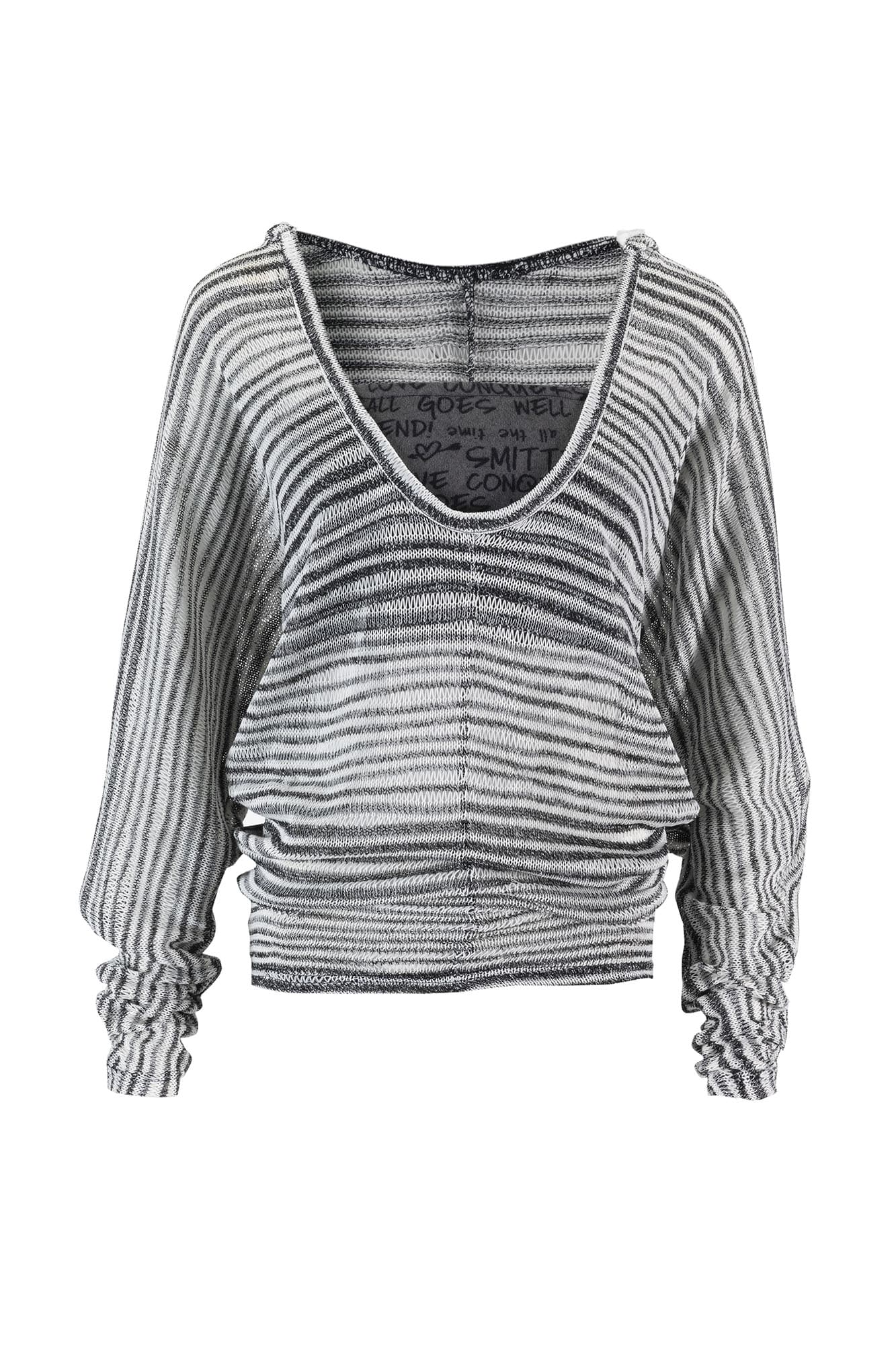 CESTNOUS Striped Sheer Hooded Long-Sleeve Tee