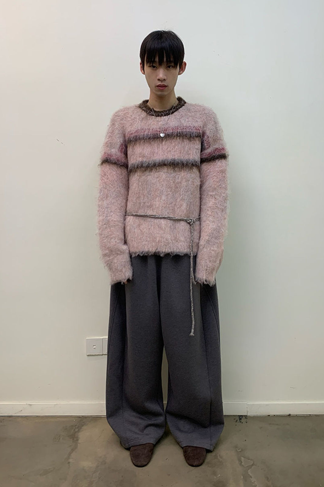 NEVERSEEZ Contrast Stripe Fuzzy Sweater
