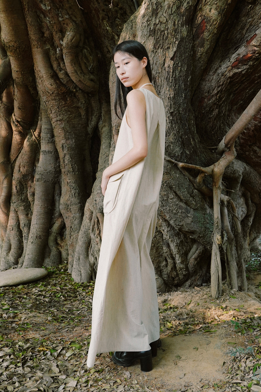 CAIRA Utility Pocket Button-Front Maxi Dress