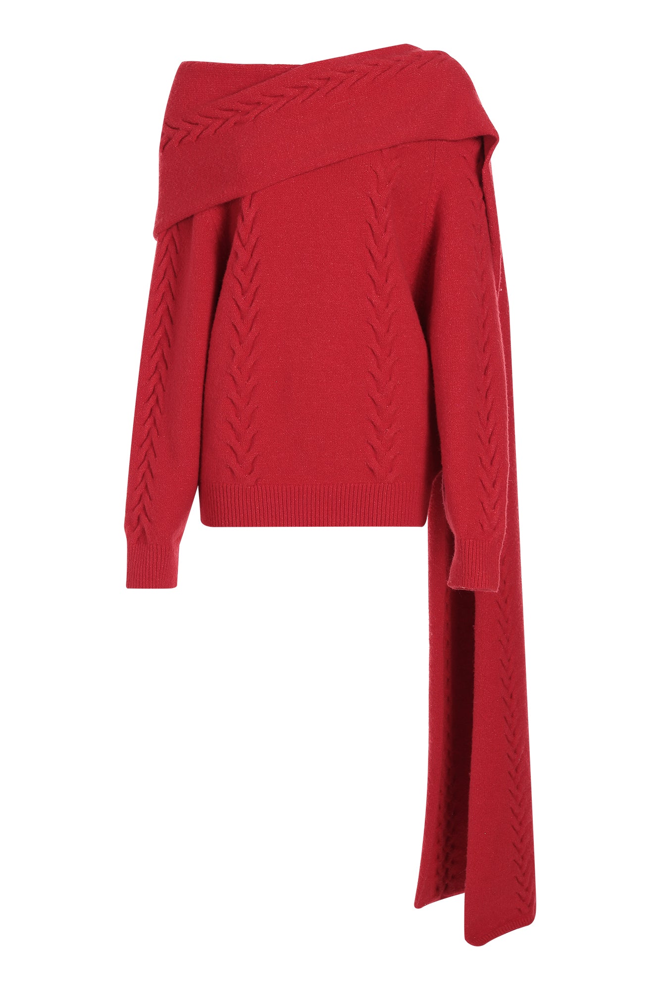 NEVER OFFEND L ANGEL Oversized Draped-Scarf Cable-Knit Sweater