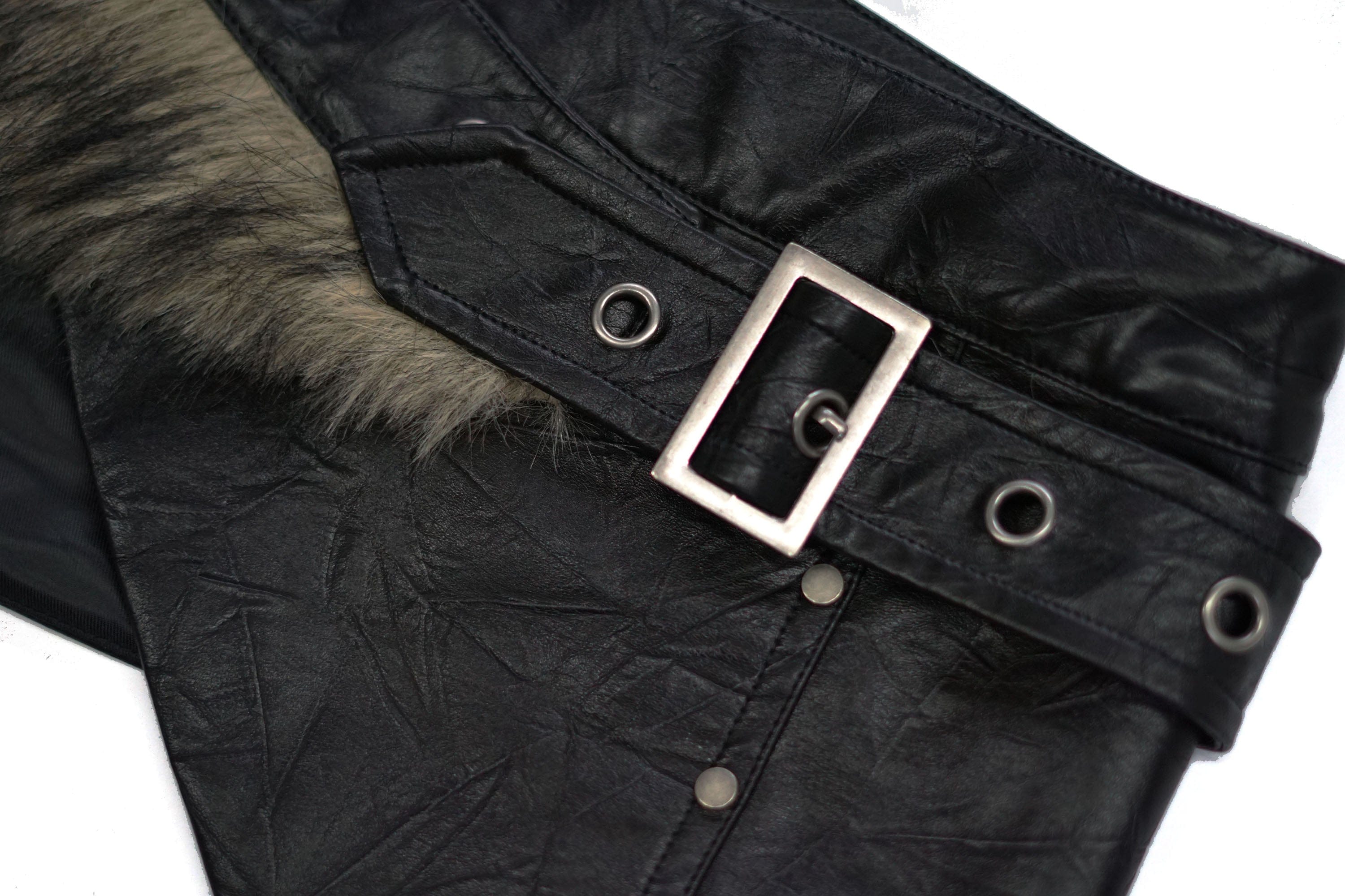 CESTNOUS Spliced Faux Leather Belt Overlay