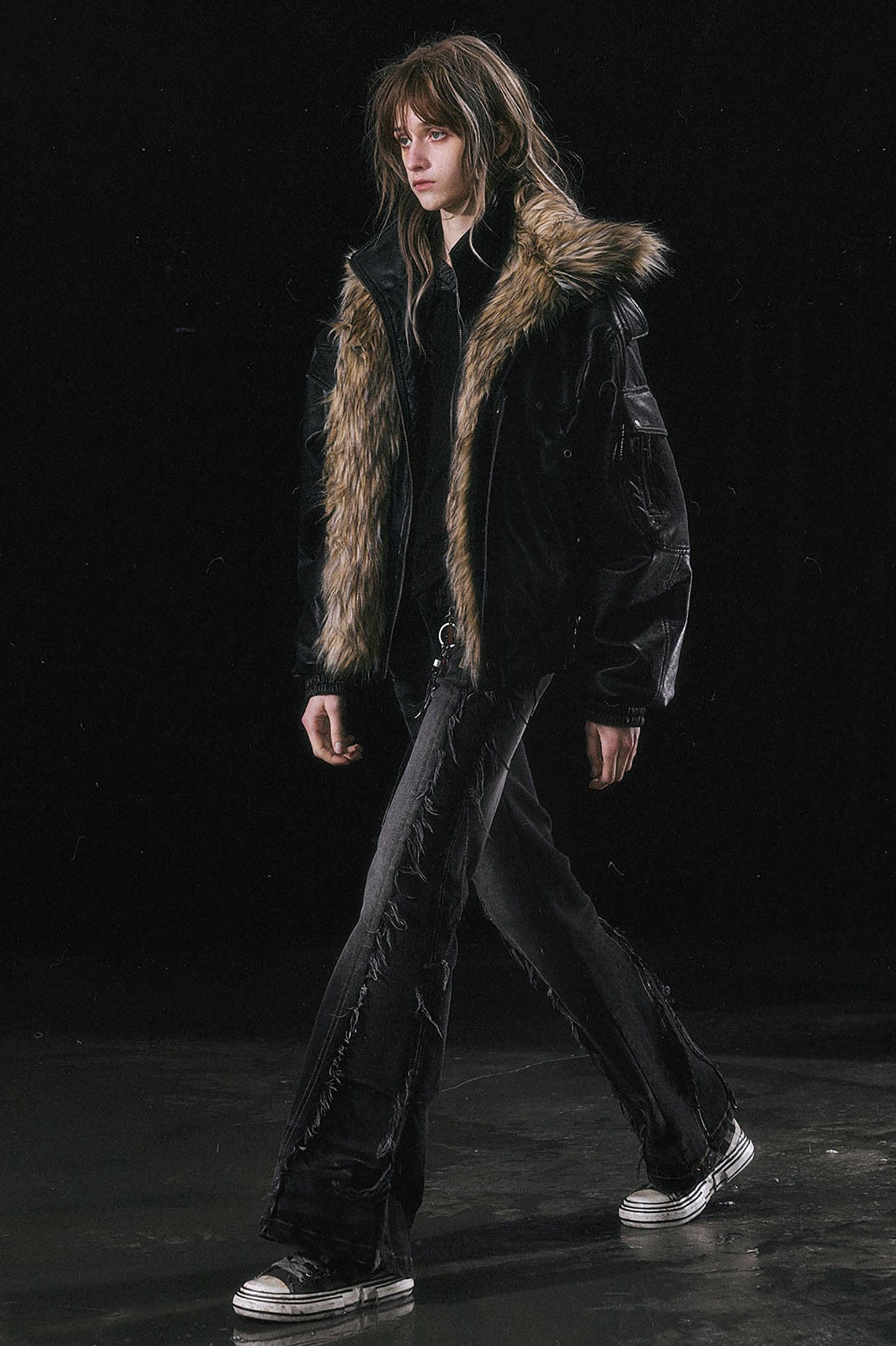 CESTNOUS Detachable Faux Fur-Lined Bomber Jacket