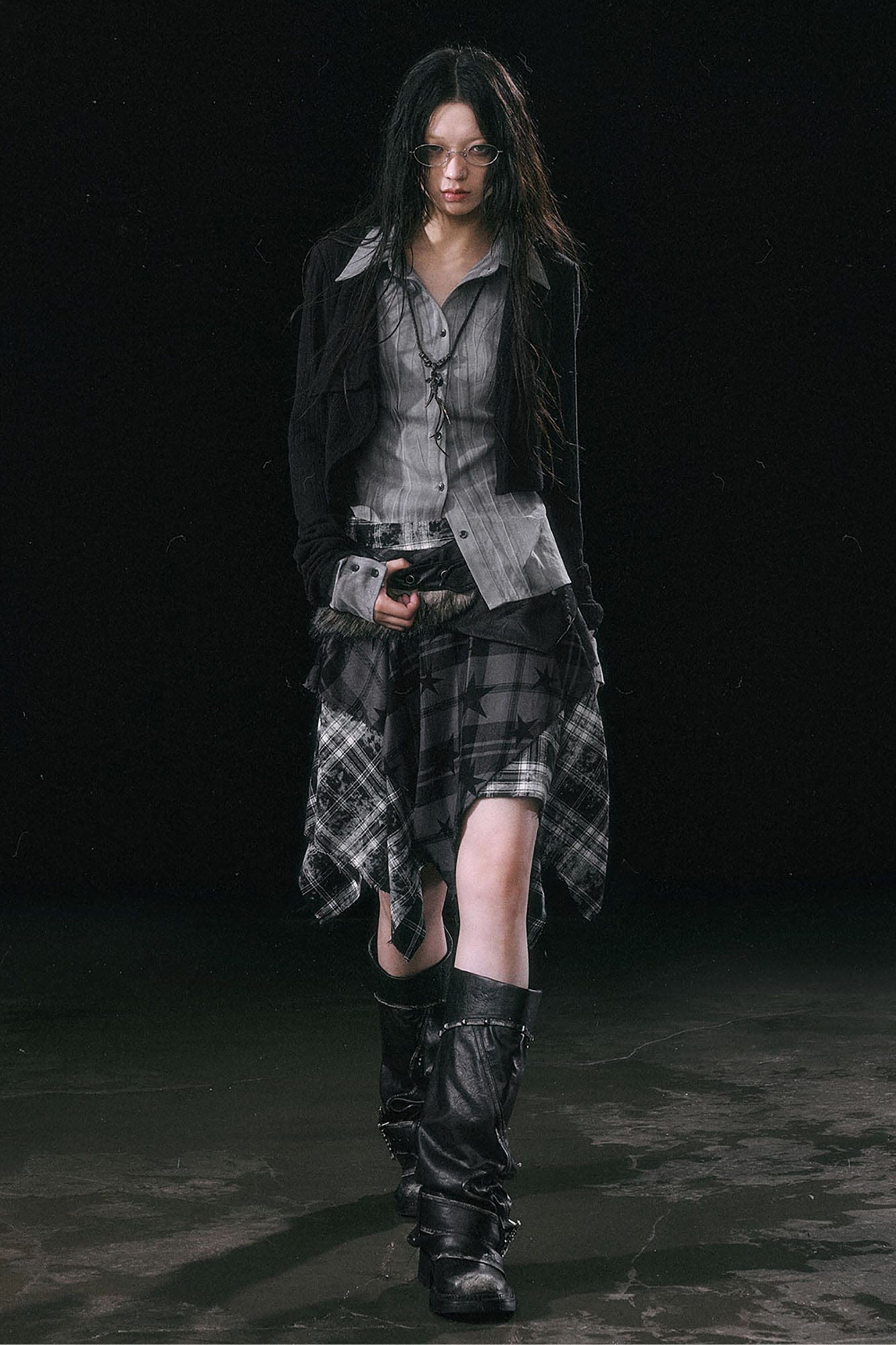 CESTNOUS Faux Layered Knit Panel Shirt