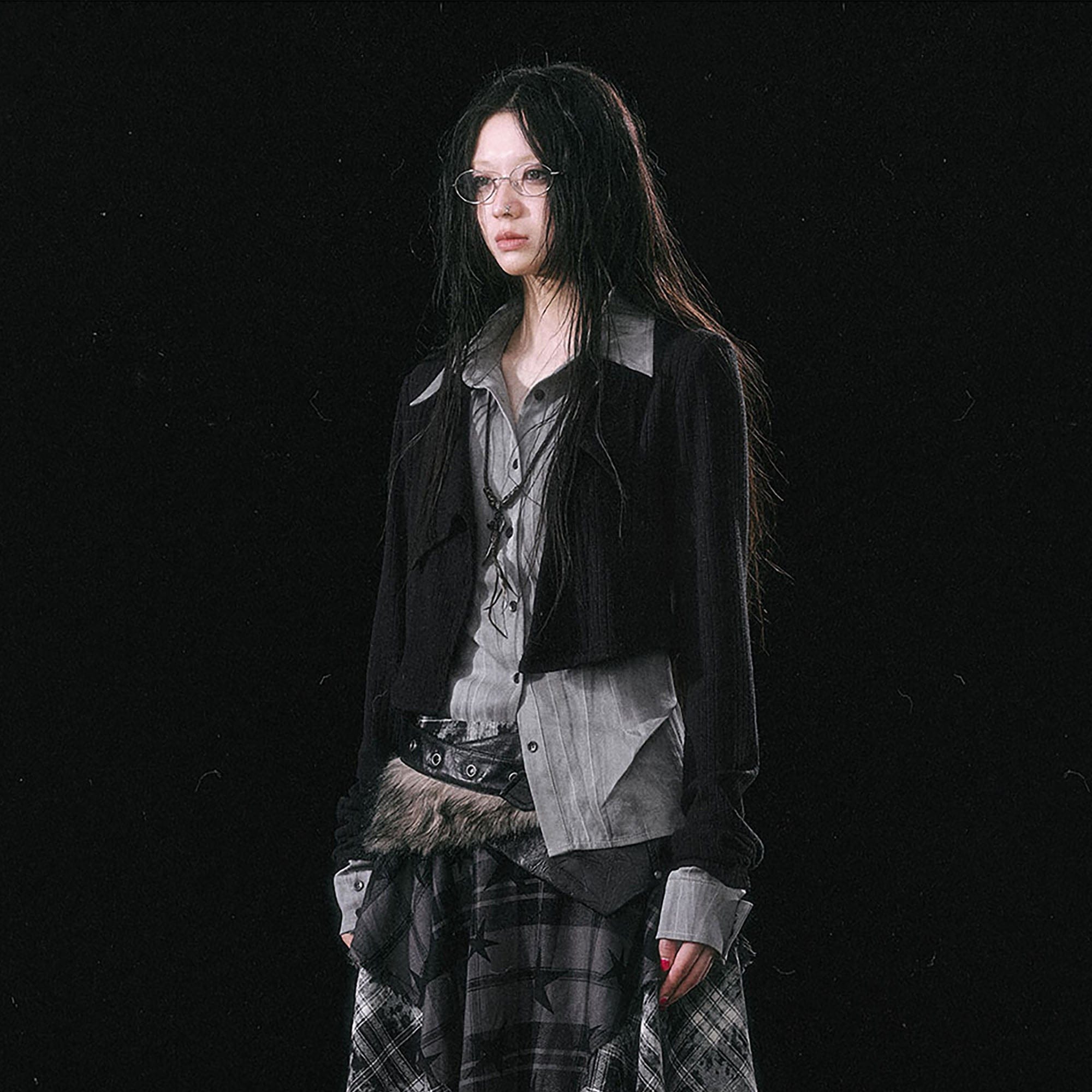 CESTNOUS Faux Layered Knit Panel Shirt