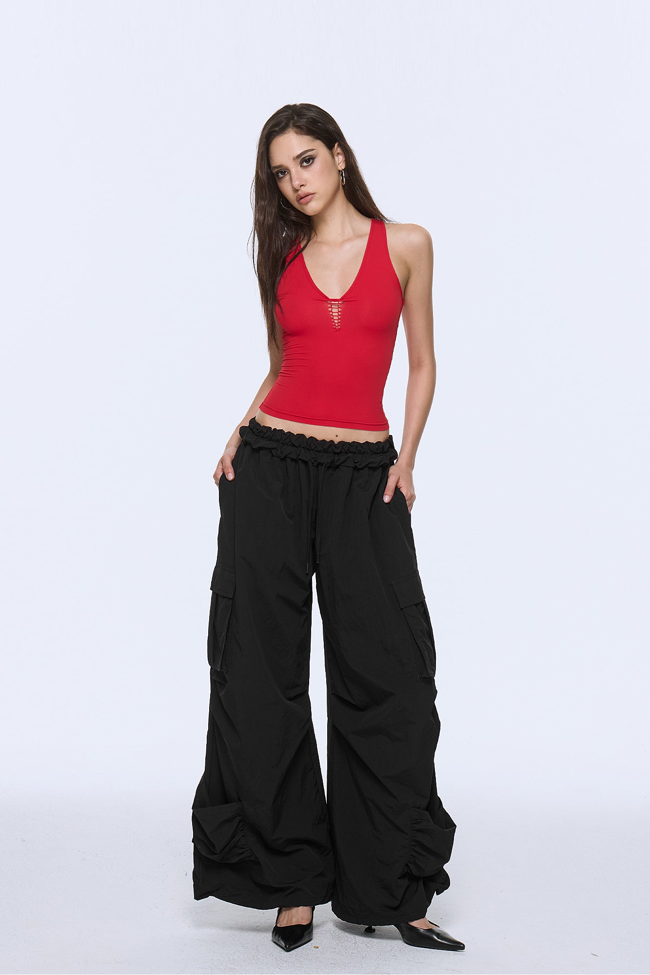 AE30 SAINT Lattice Cut-Out Plunge Tank Top