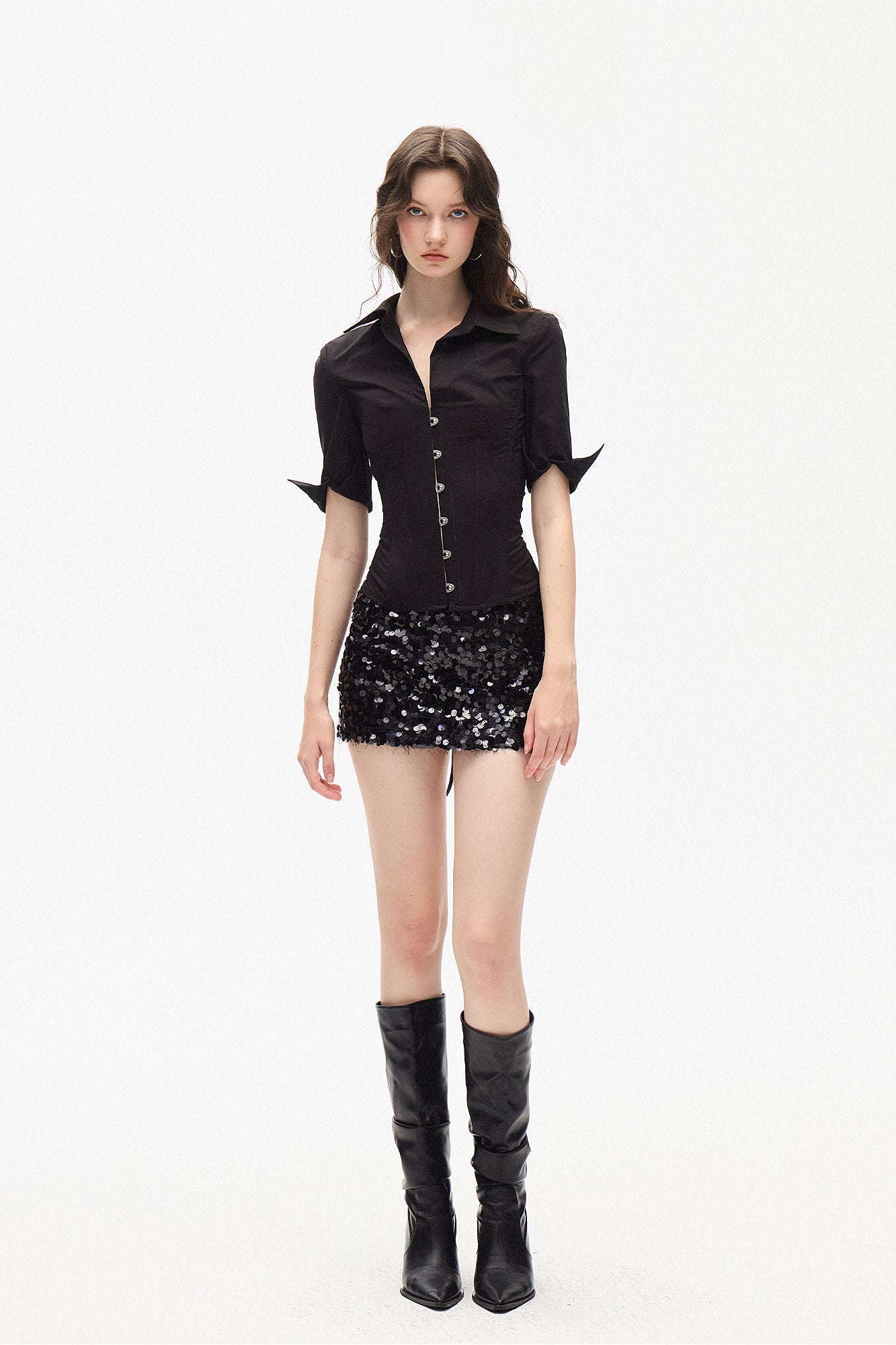 AE30 SAINT Lace-Up Back Corset Half Shirt