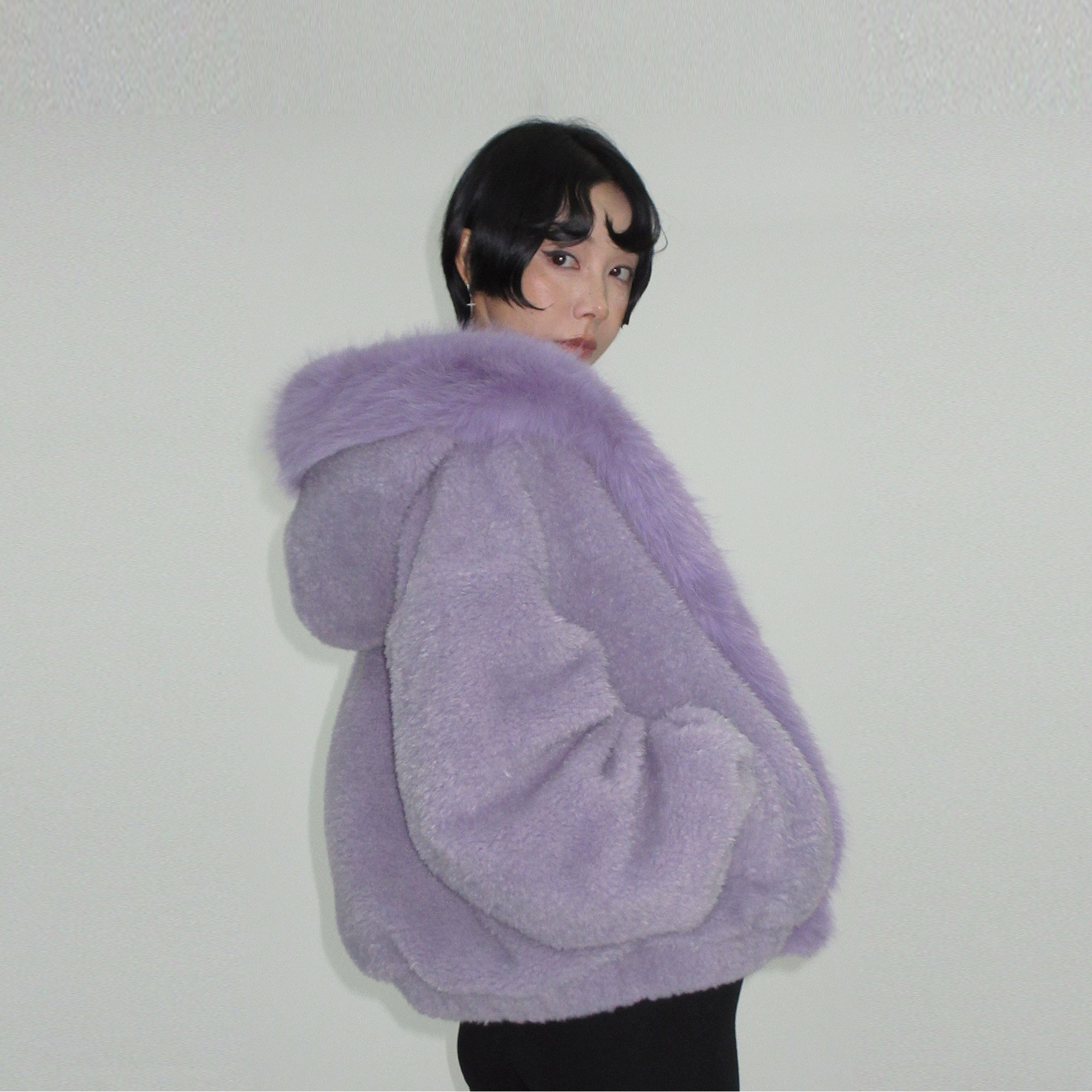 AE30 SAINT Plush Fur Trim Sherpa Hooded Jacket