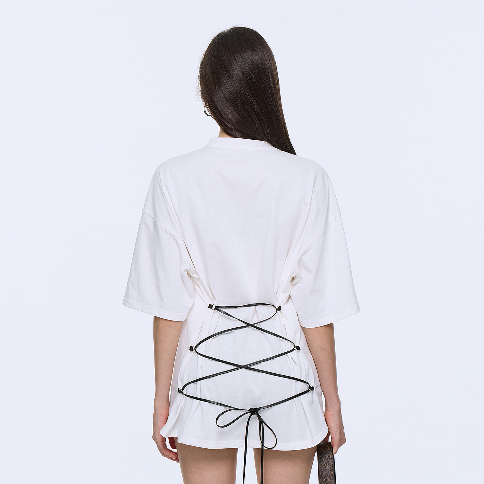 AE30 SAINT Cat Graphic Buckled Lace-Up Tee