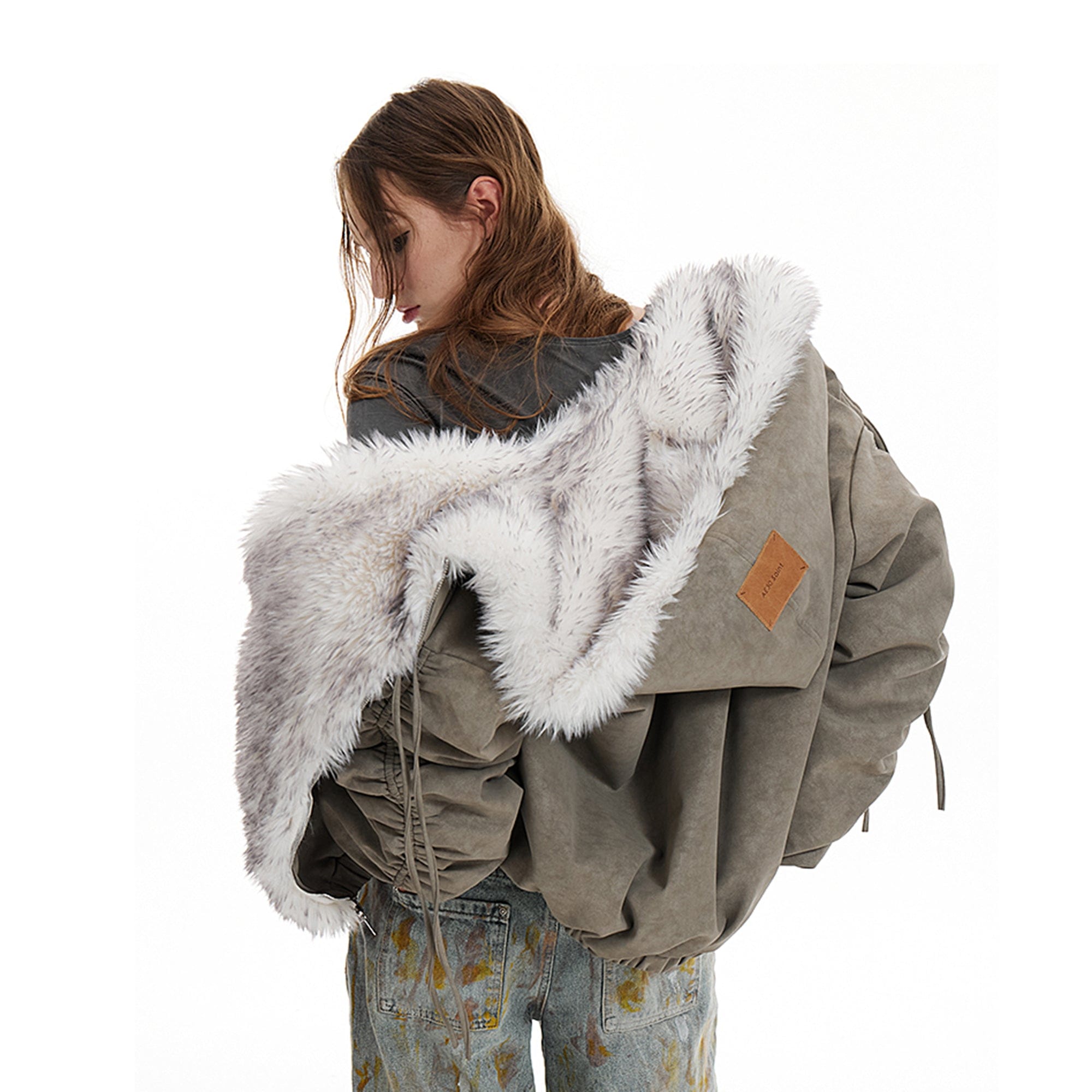 AE30 SAINT Reversible Suede Faux Fur Lining Coat