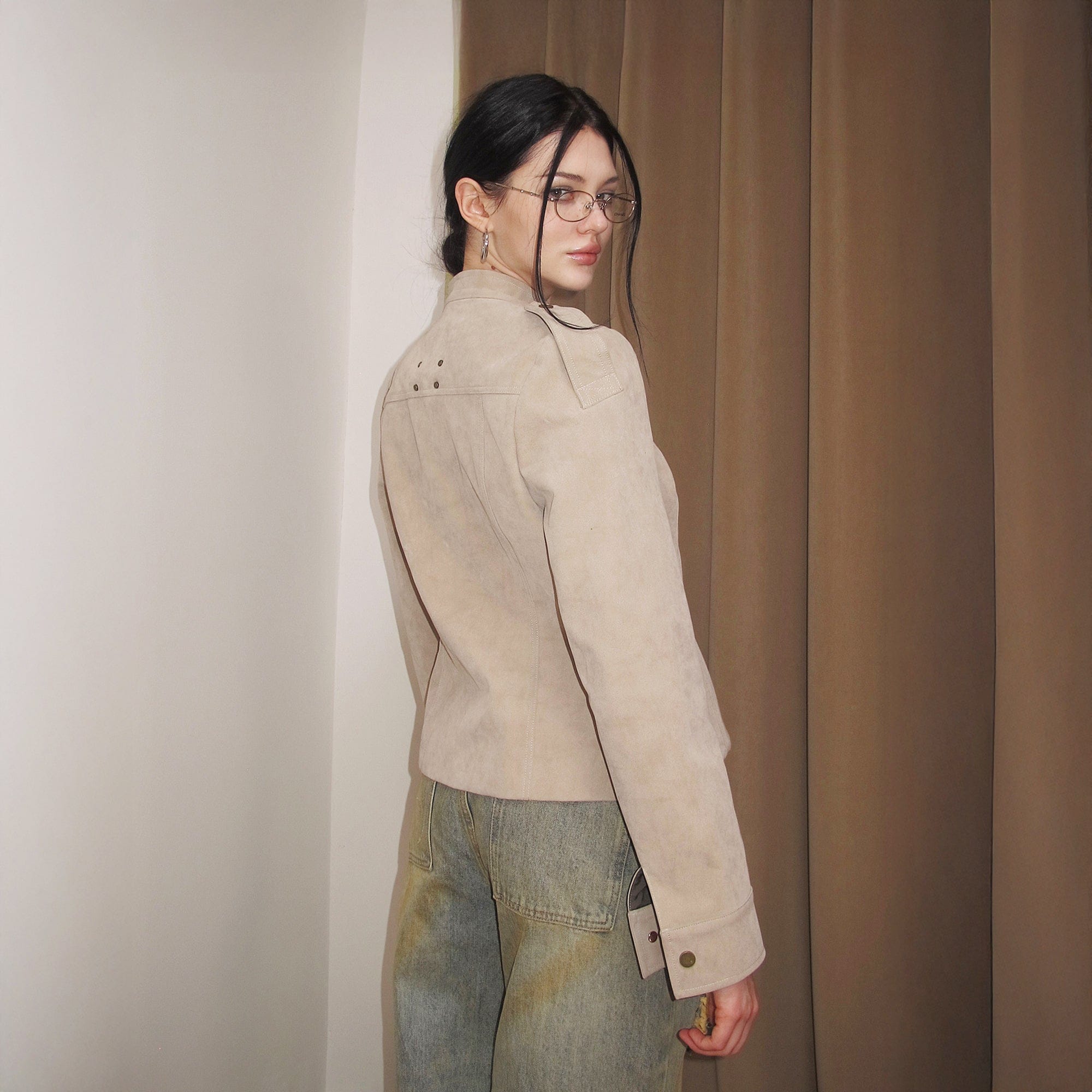 AE30 SAINT Rivet Flocked Cropped Jacket