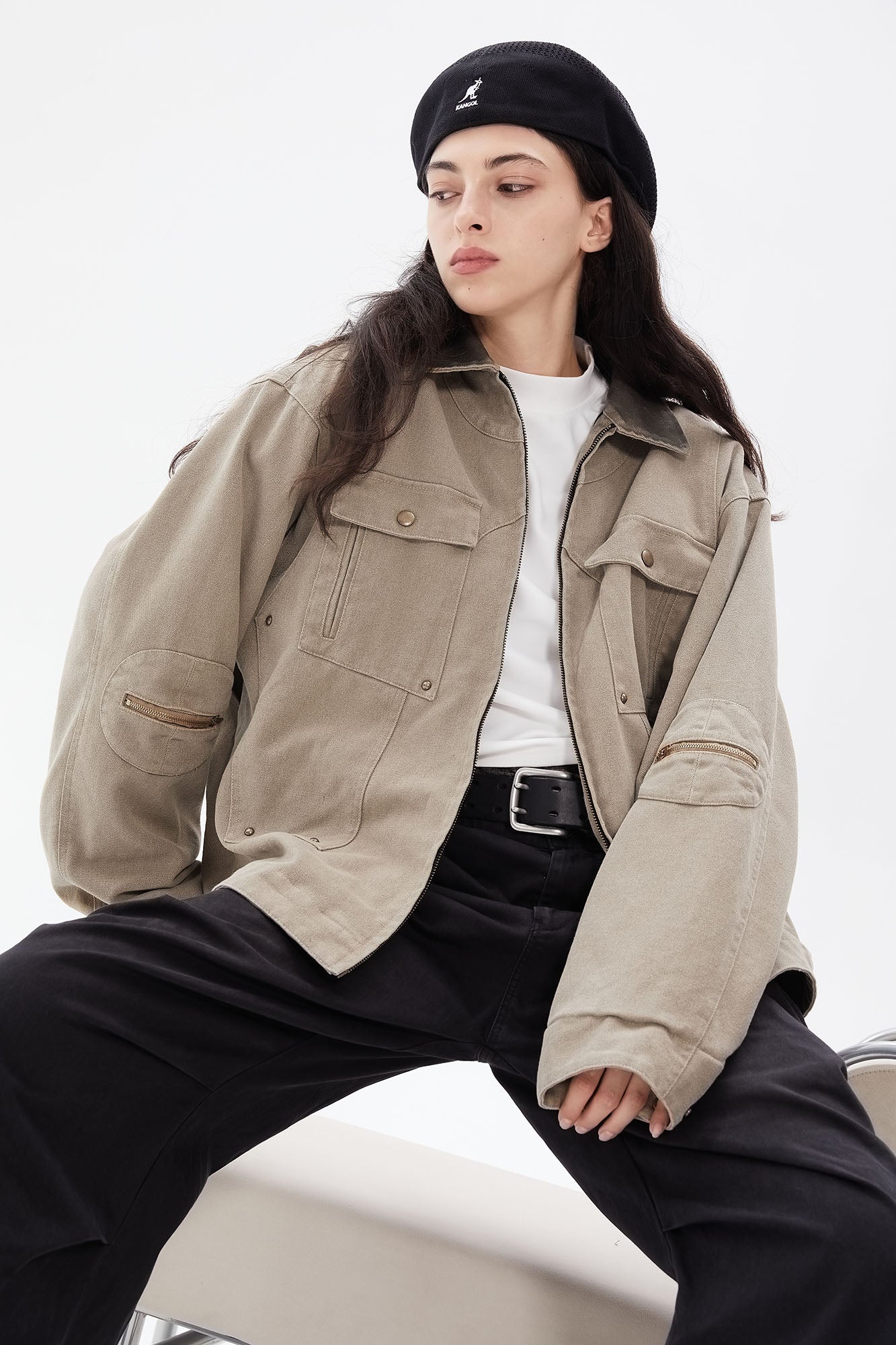 ERROR CODE ROBOT Contrast Collar Workwear Jacket