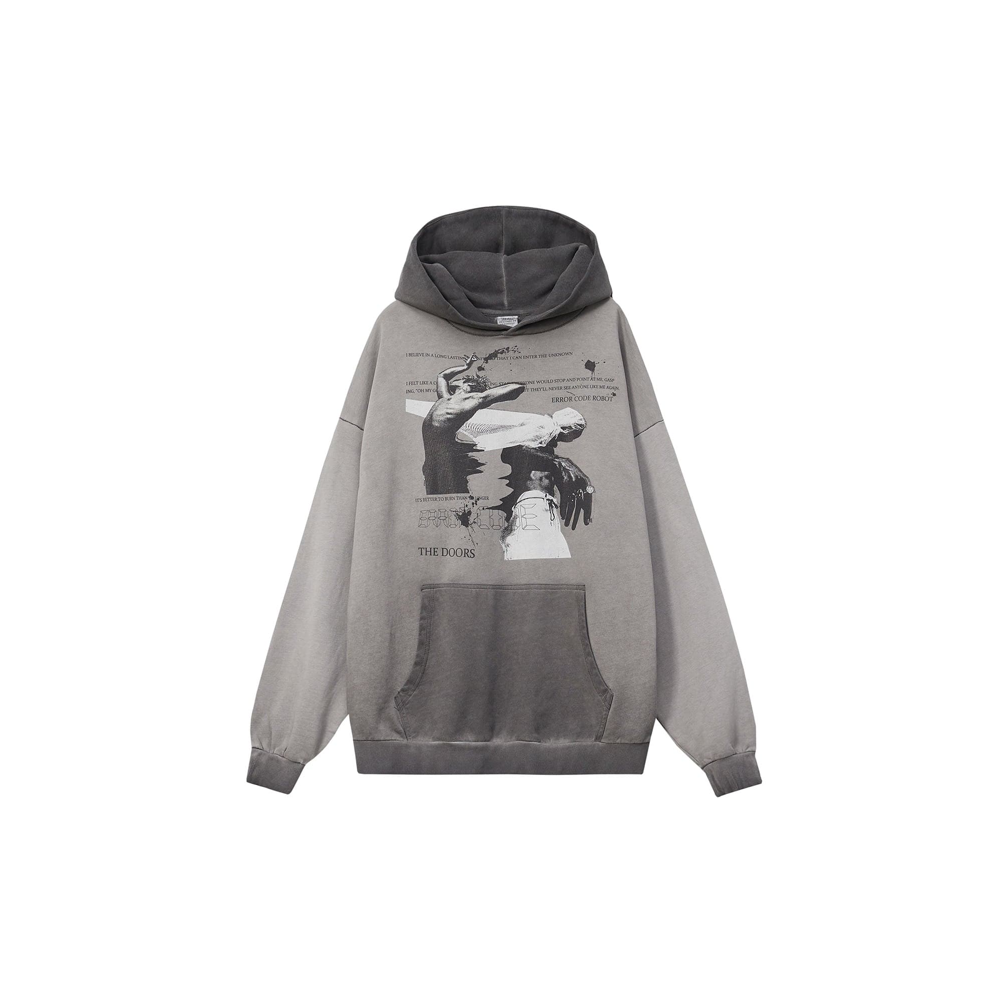 ERROR CODE ROBOT Graphic Faded Oversized Hoodie