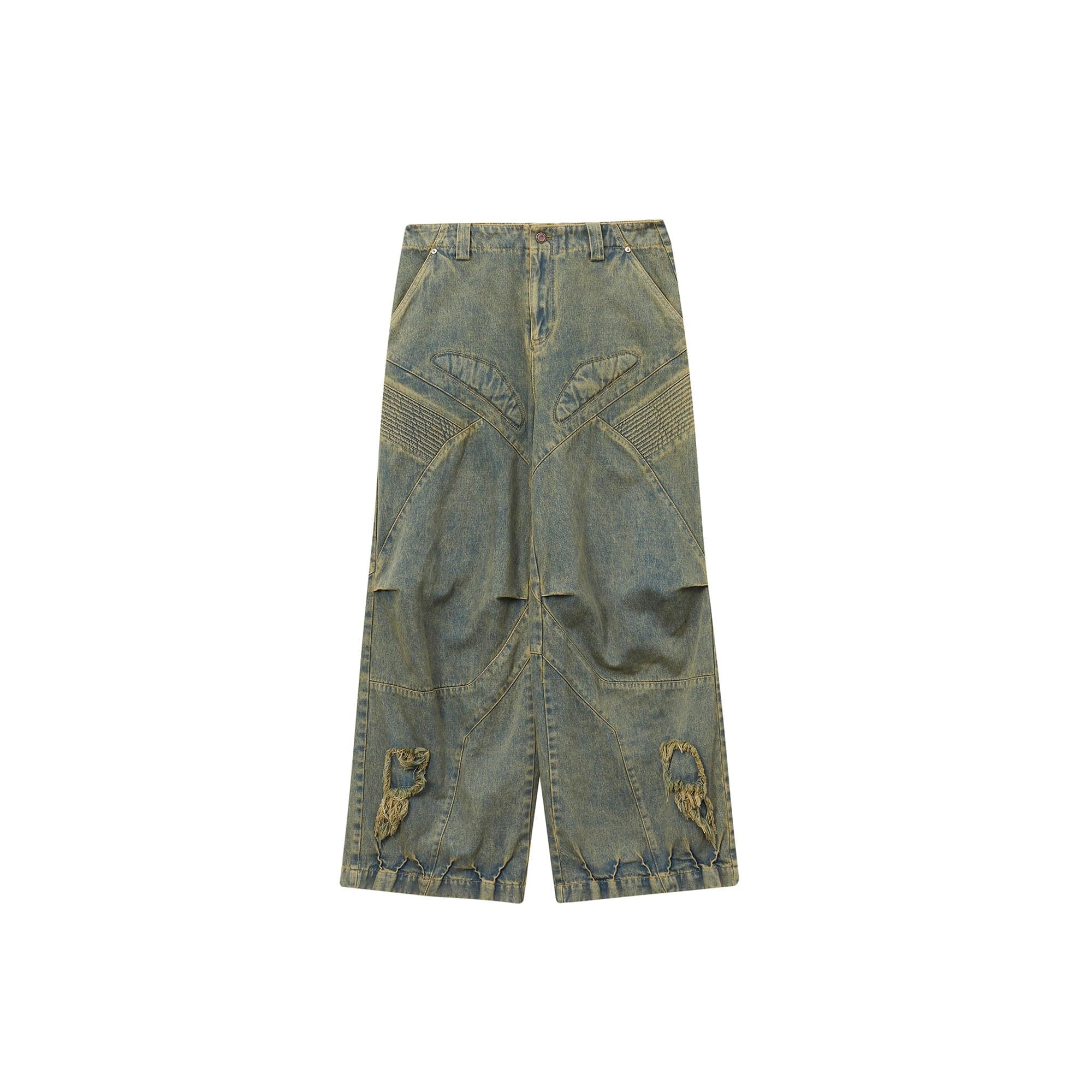ERROR CODE ROBOT Heavy Wash Paneled Straight-Leg Jeans