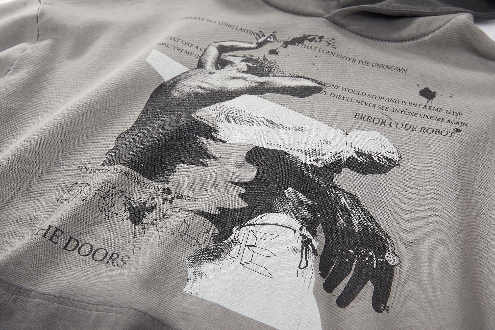 ERROR CODE ROBOT Graphic Faded Oversized Hoodie