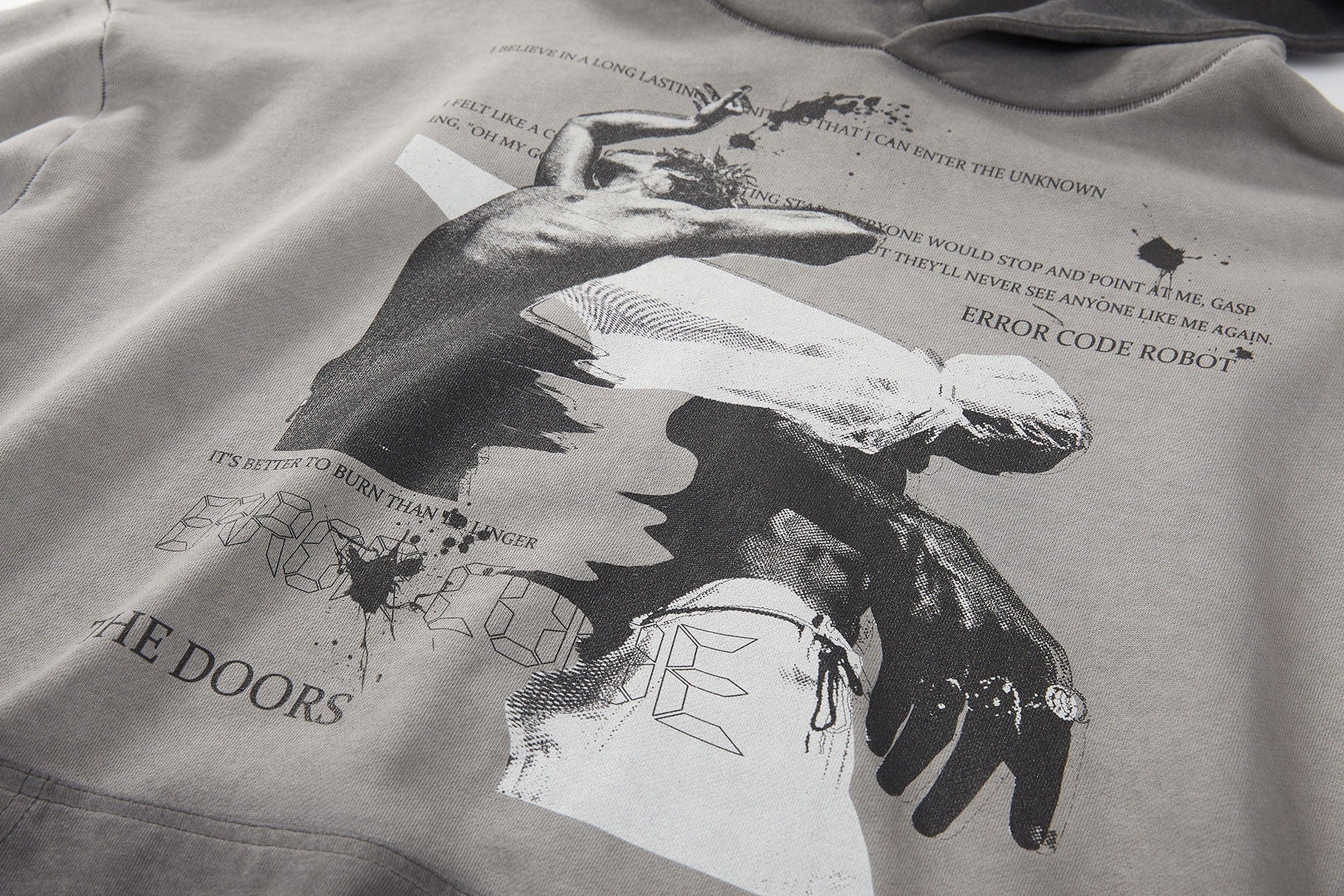 ERROR CODE ROBOT Graphic Faded Oversized Hoodie