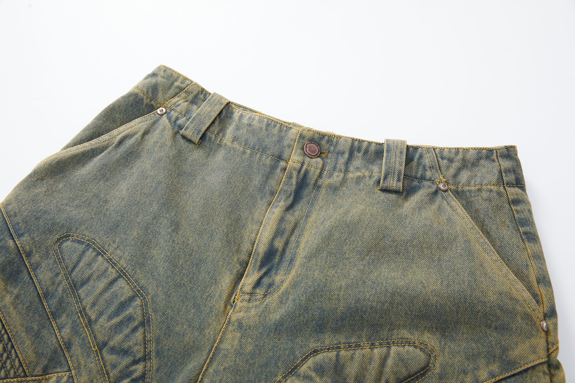 ERROR CODE ROBOT Heavy Wash Paneled Straight-Leg Jeans