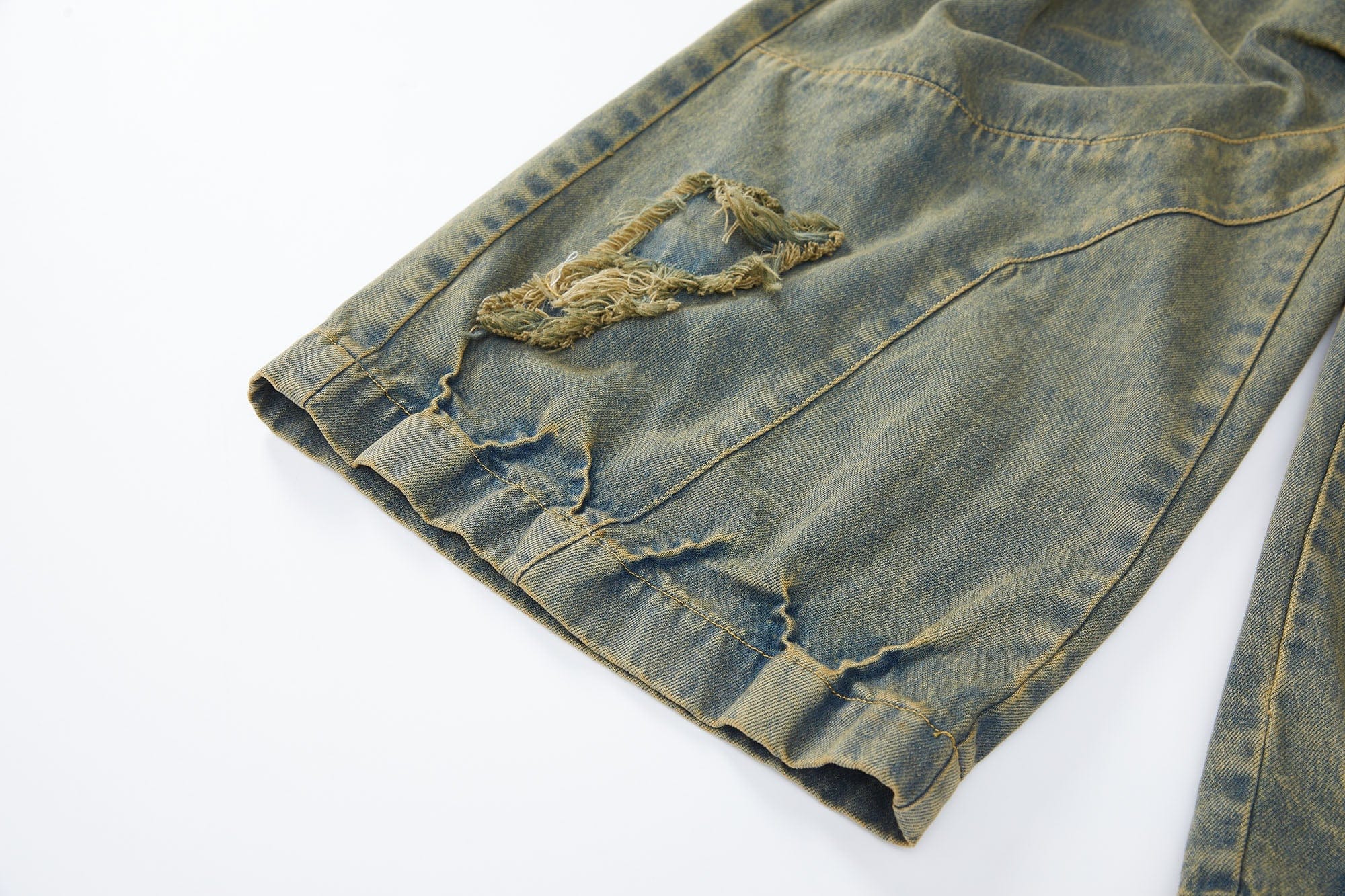 ERROR CODE ROBOT Heavy Wash Paneled Straight-Leg Jeans