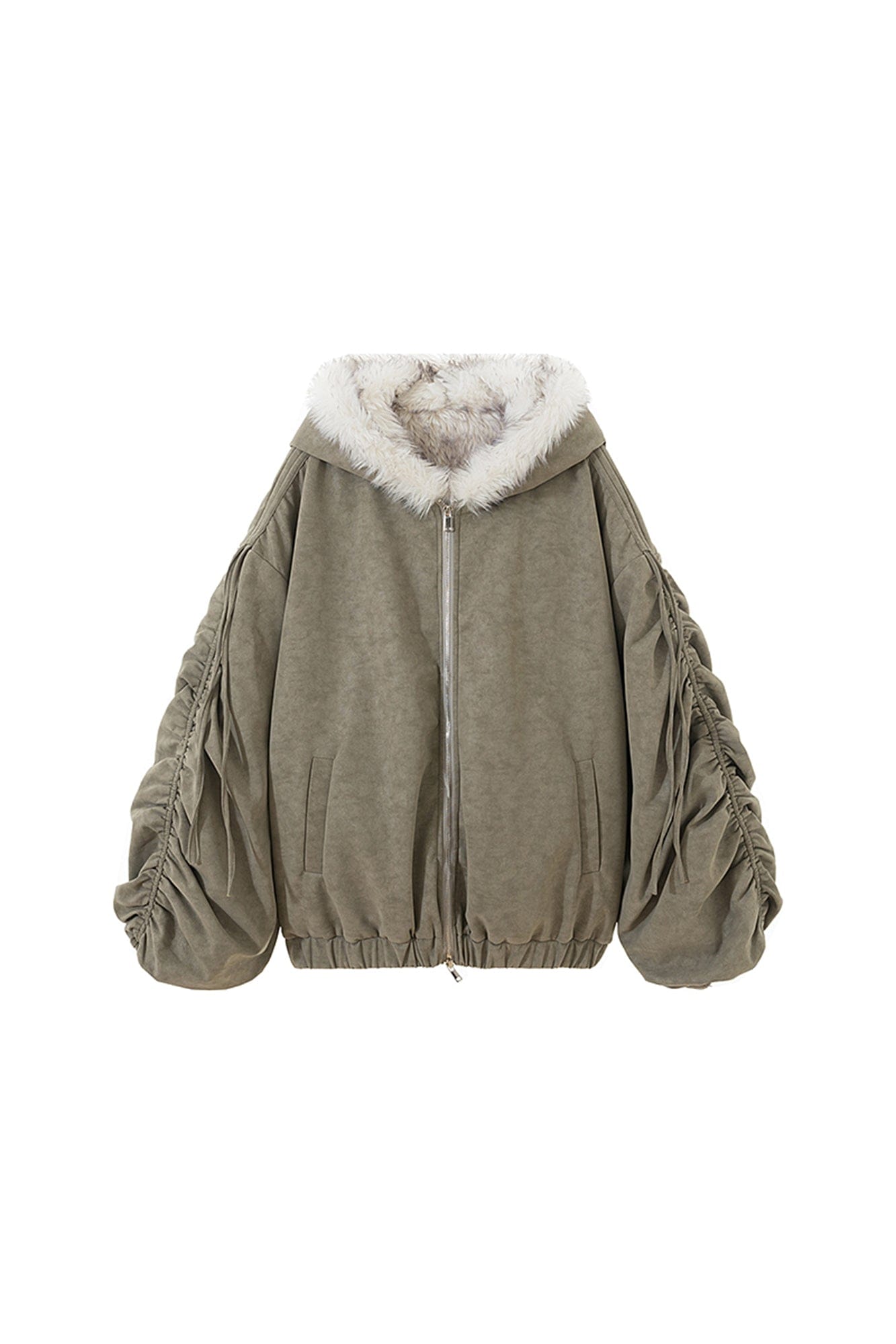 AE30 SAINT Reversible Suede Faux Fur Lining Coat