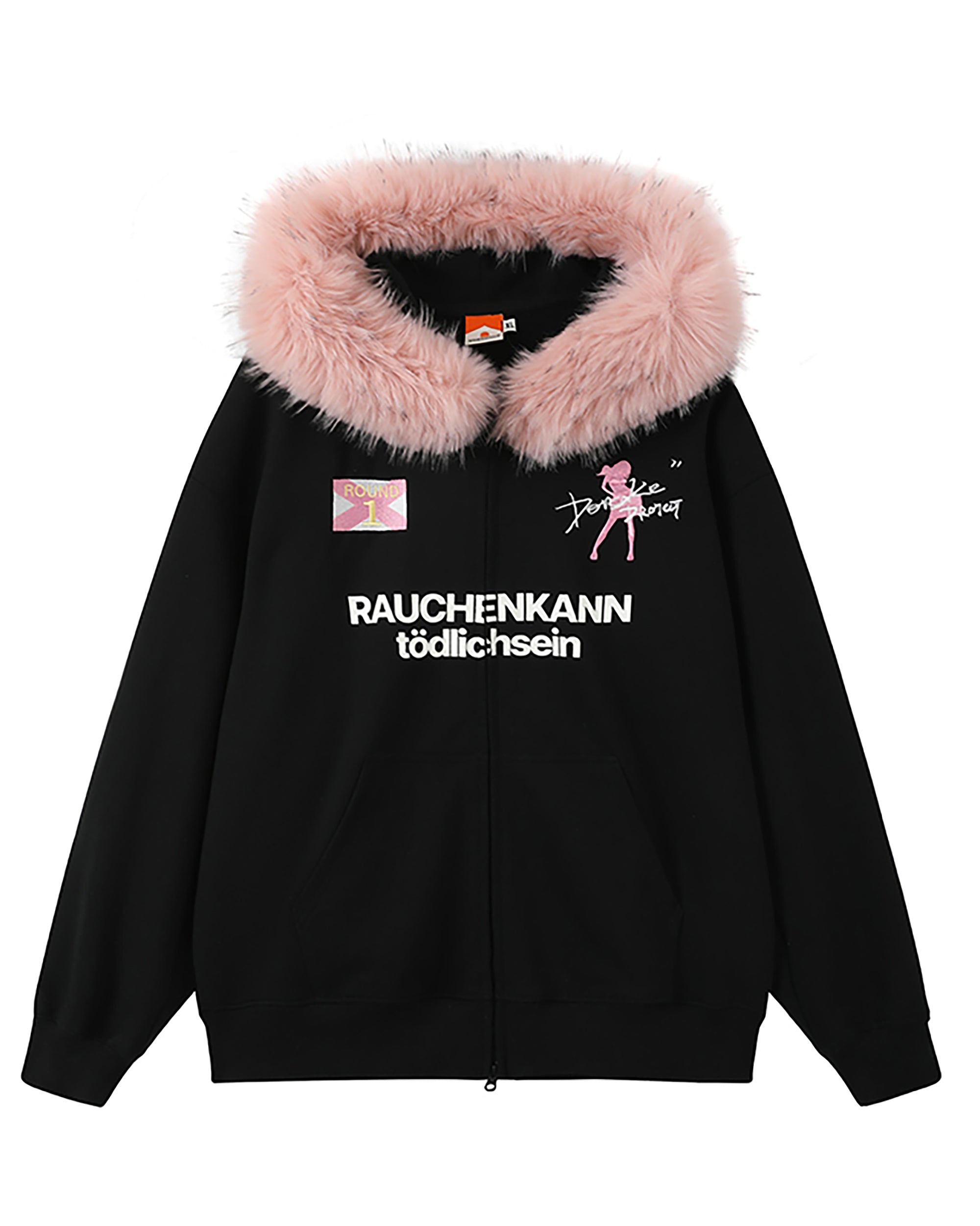 DONSMOKE Classic Faux Fur Hood Zip-Up Hoodie