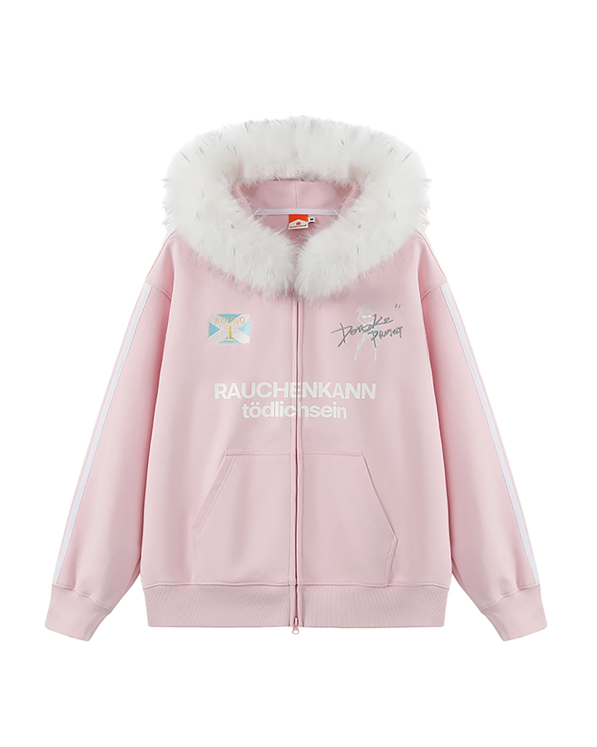 DONSMOKE Classic Faux Fur Hood Zip-Up Hoodie