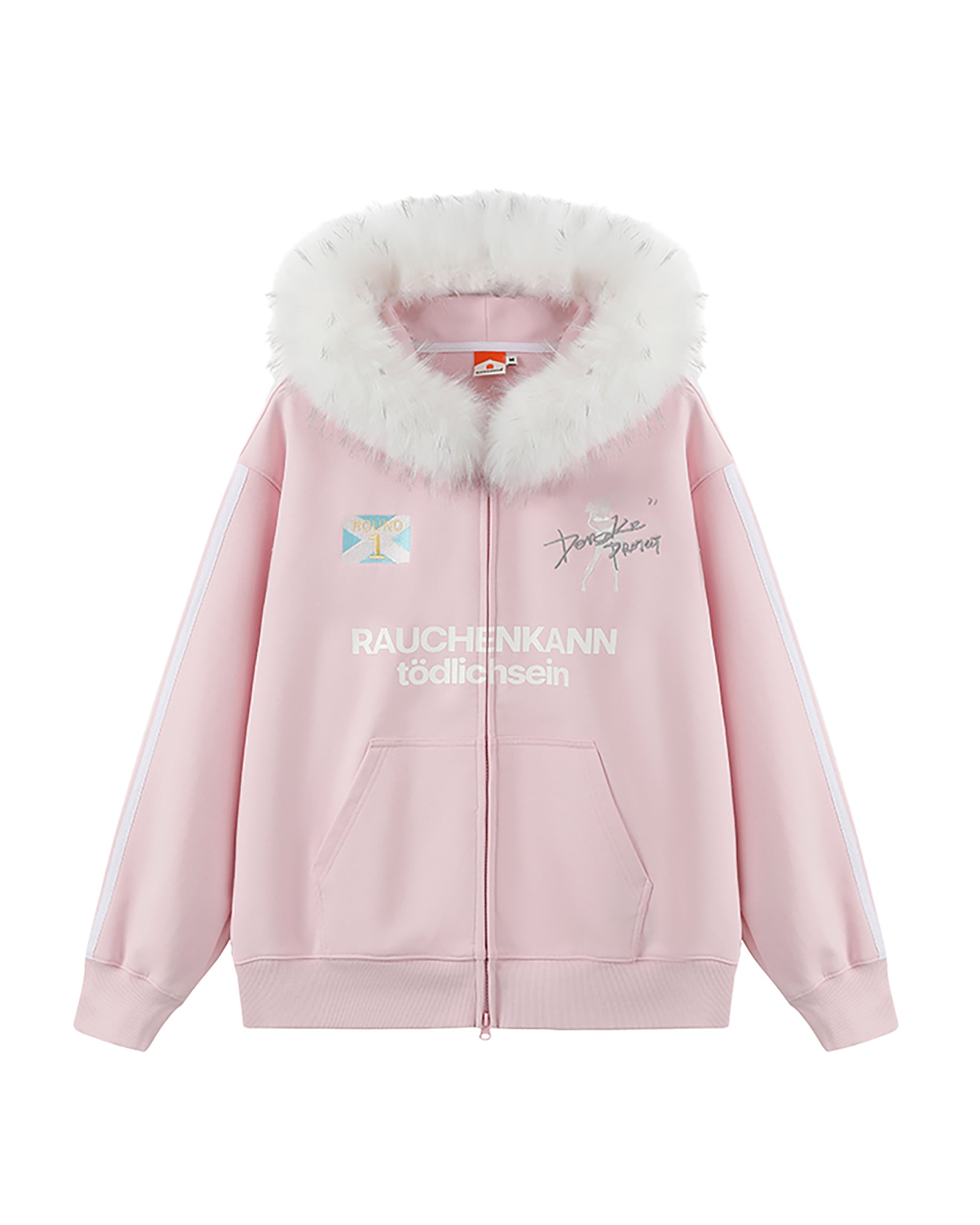 DONSMOKE Classic Faux Fur Hood Zip-Up Hoodie