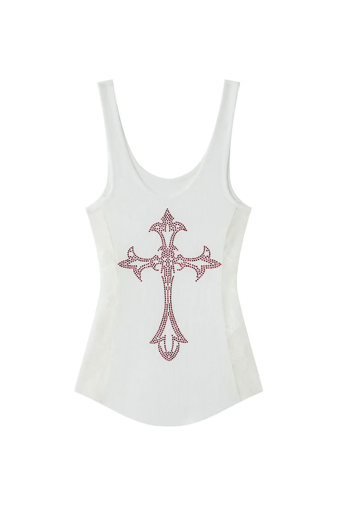 NONAME SPACE Diamond Cross Lace Panel Tank Top