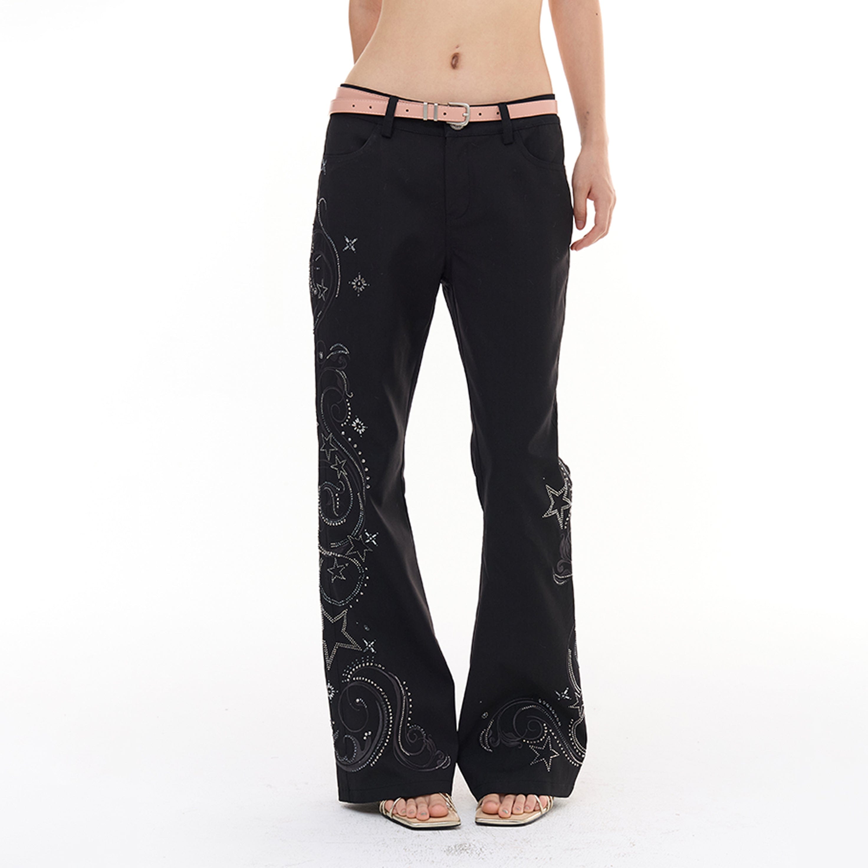 FAYCHUI Diamond Studded Flared Pants
