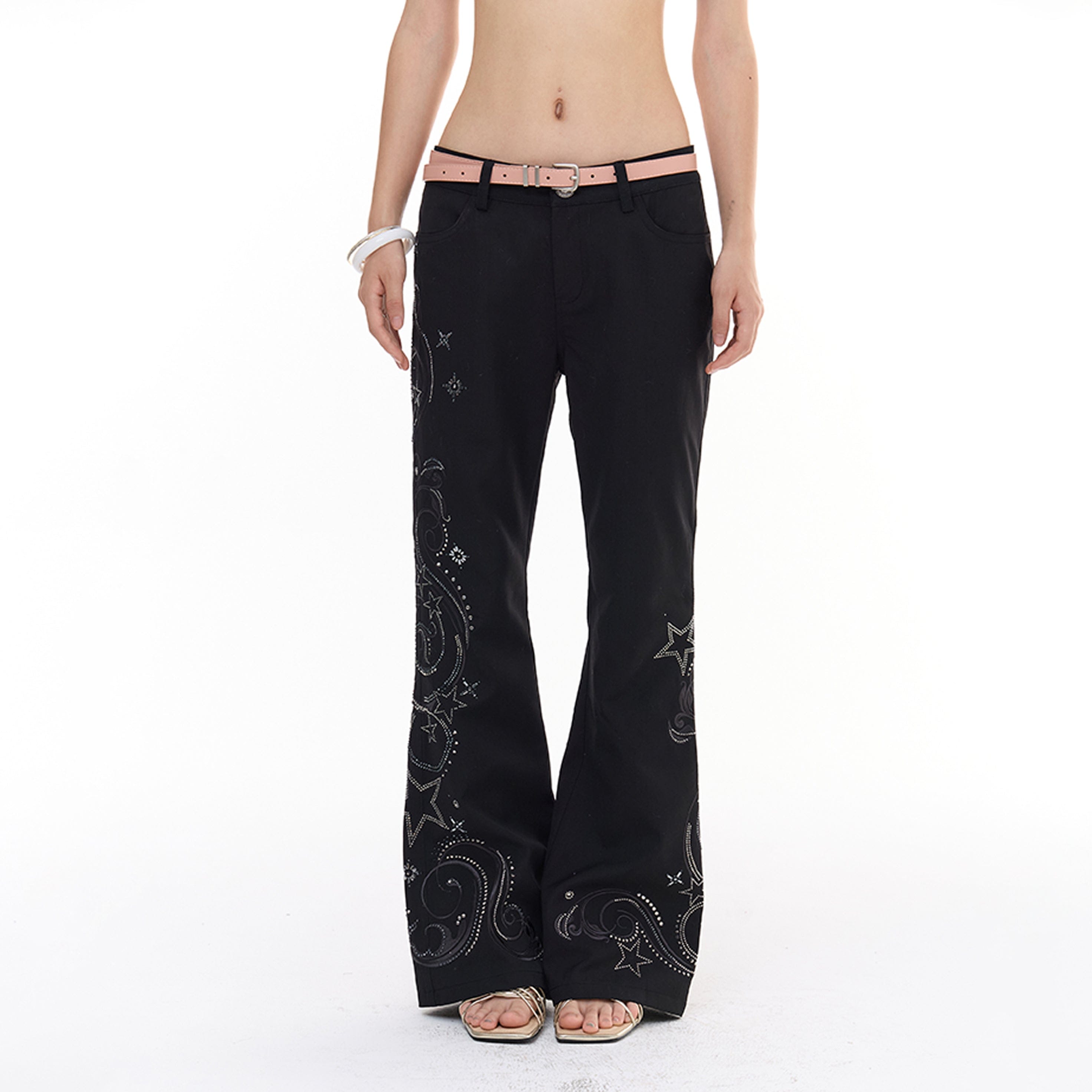 FAYCHUI Diamond Studded Flared Pants