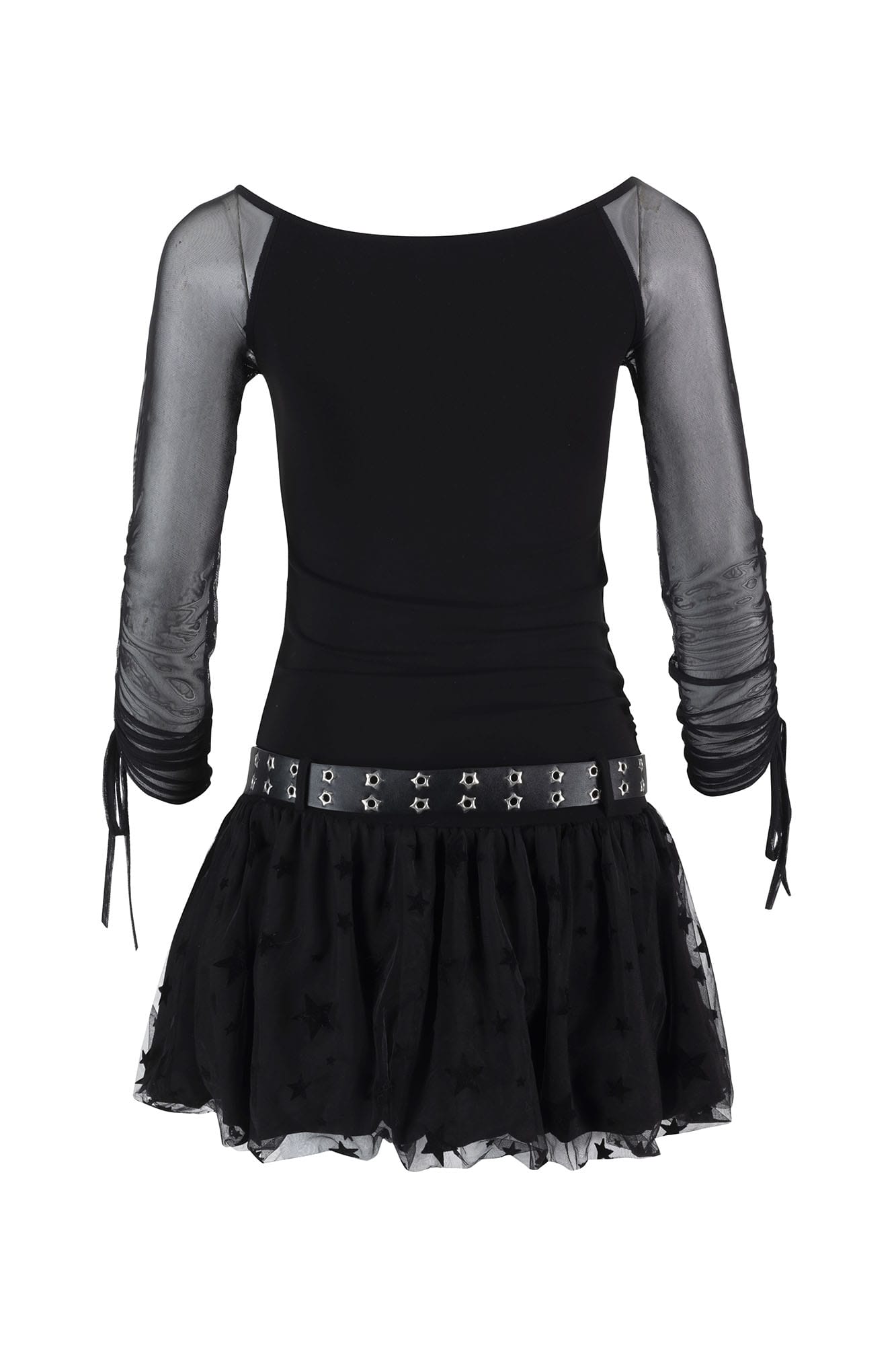 CESTNOUS Sheer-Sleeve Graffiti Mini Dress