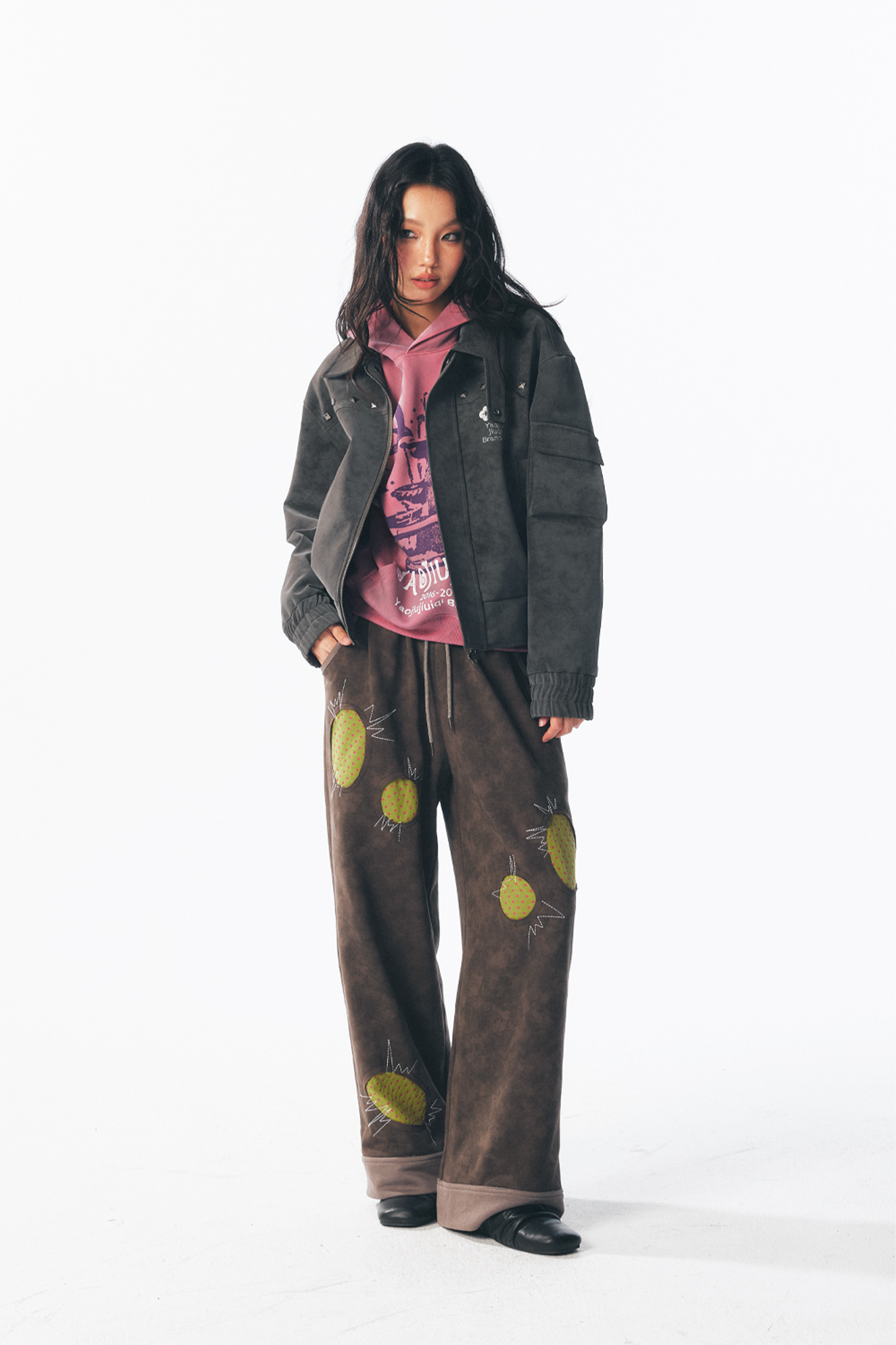 1997 POSTOFFICE Star Patch Studded Cropped Jacket