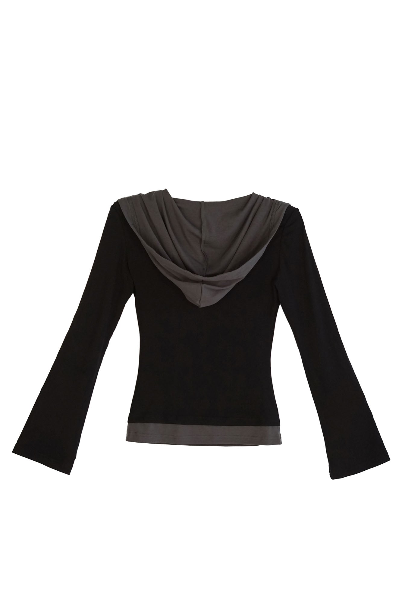 CESTNOUS Faux-Layered Half-Button Hooded Top