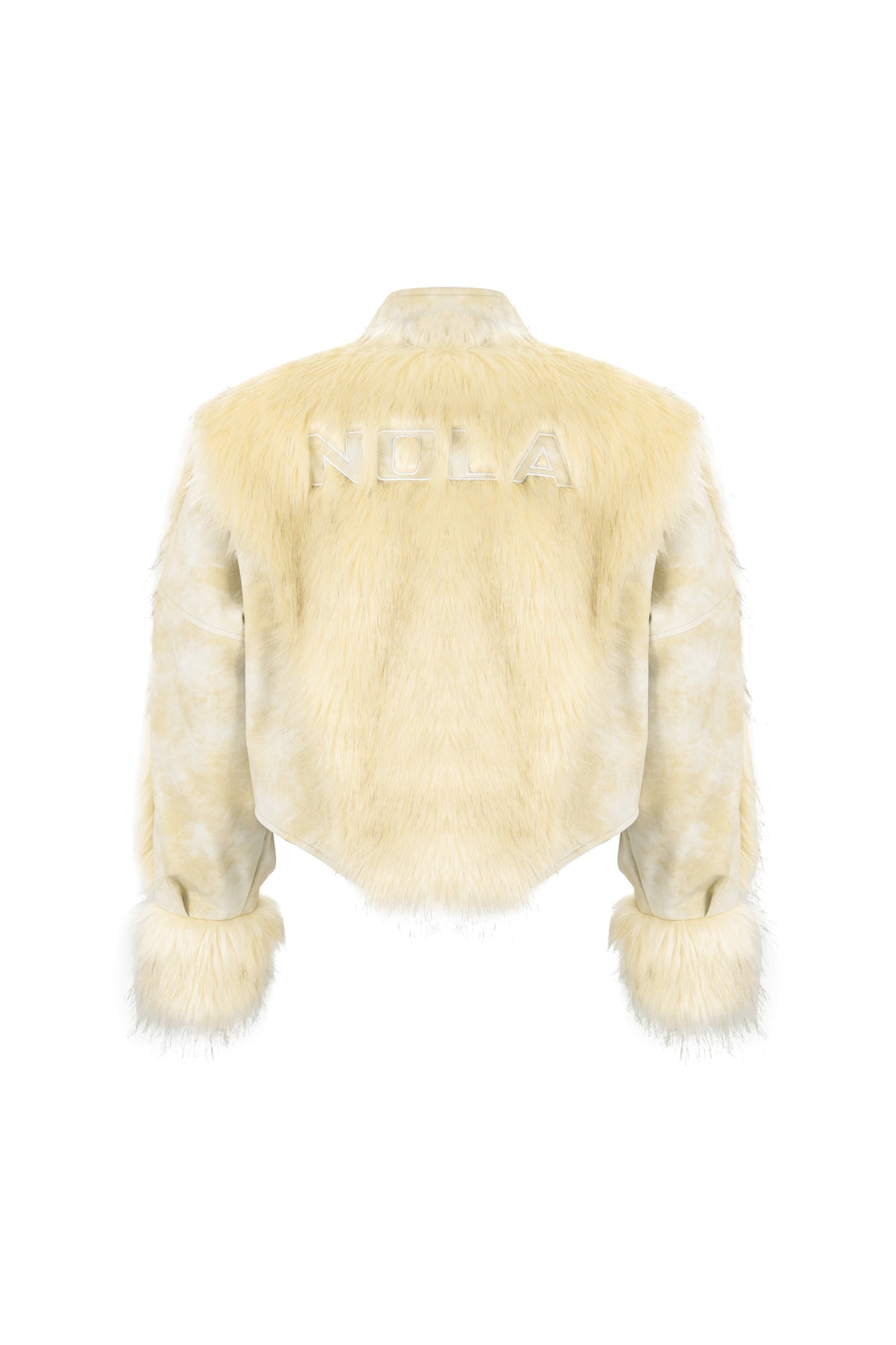 NEVER OFFEND L ANGEL Paneled Faux-Leather & Shag Fur Jacket