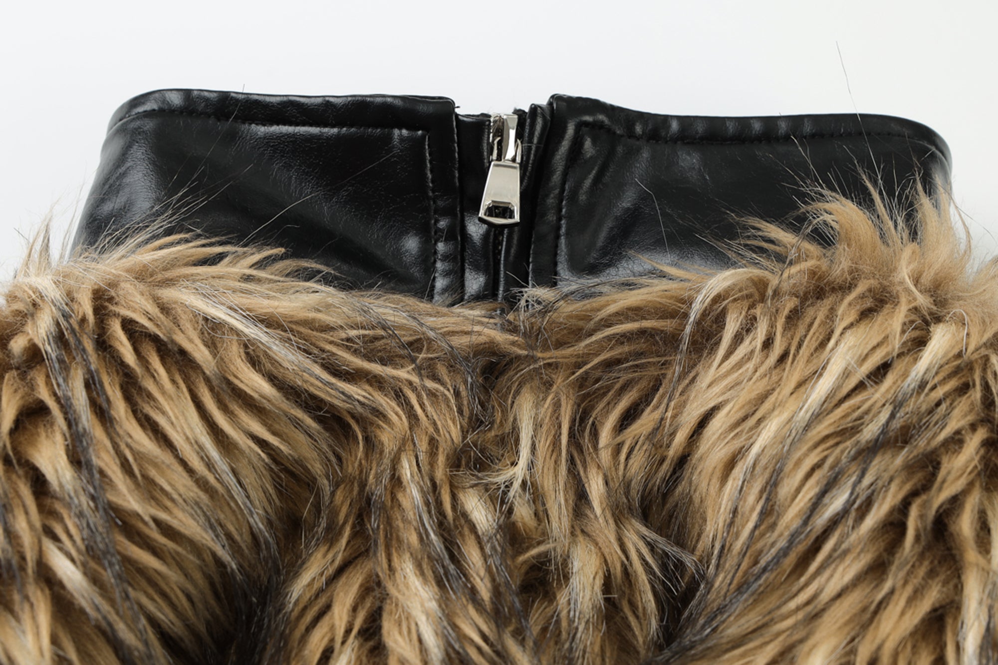 NEVER OFFEND L ANGEL Paneled Faux-Leather & Shag Fur Jacket