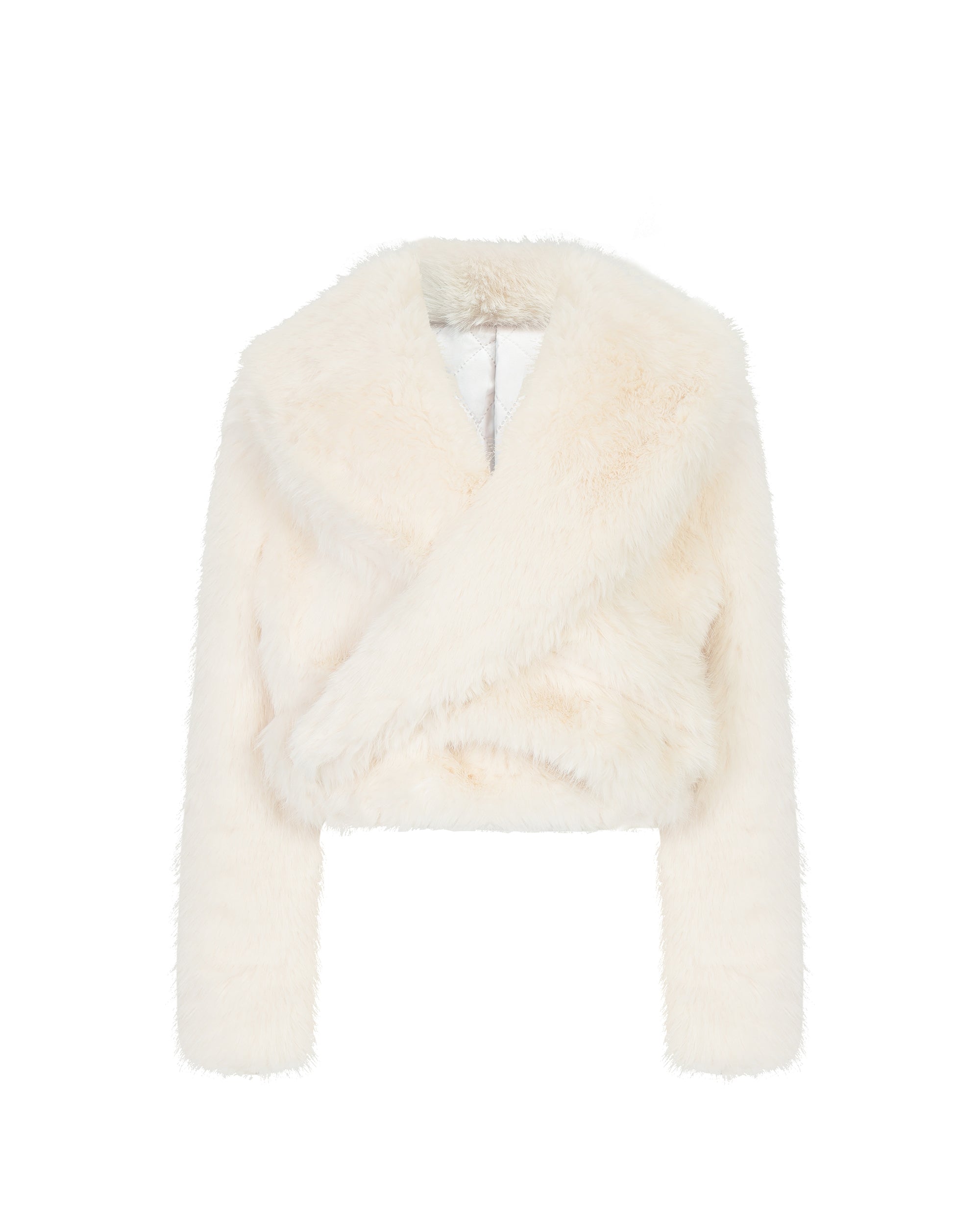NEVER OFFEND L ANGEL Faux Fur Crossover Quilted Jacket